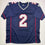 Autographed/Signed Doug Flutie New England Blue Football Jersey Beckett BAS COA