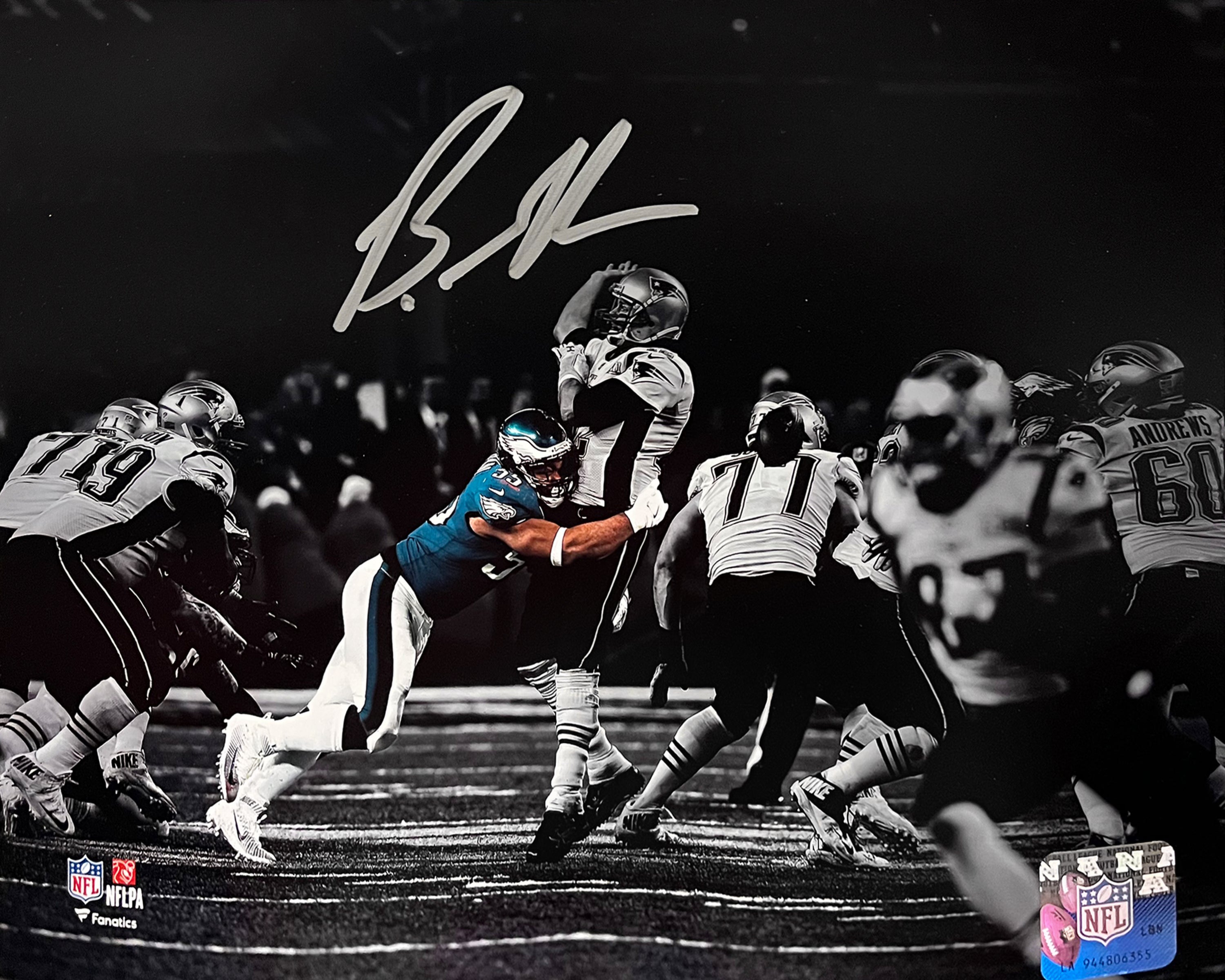 Brandon Graham Strip-Sack Philadelphia Eagles Autographed 11" x 14" Blackout Football Photo - Sports Gifts, Sports Memorabilia, Sports Collectibles, Fan Shop