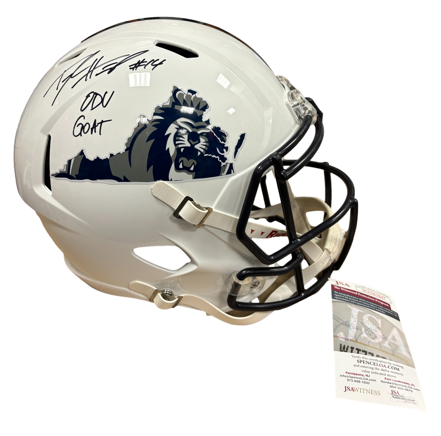 Old Dominion ODU Monarchs Taylor Heinicke Signed Autograph Full Size Wht Replica Helmet - JSA COA - Sports Collectibles, Sports Memorabilia, Sports Fan Shop, Sports Gifts