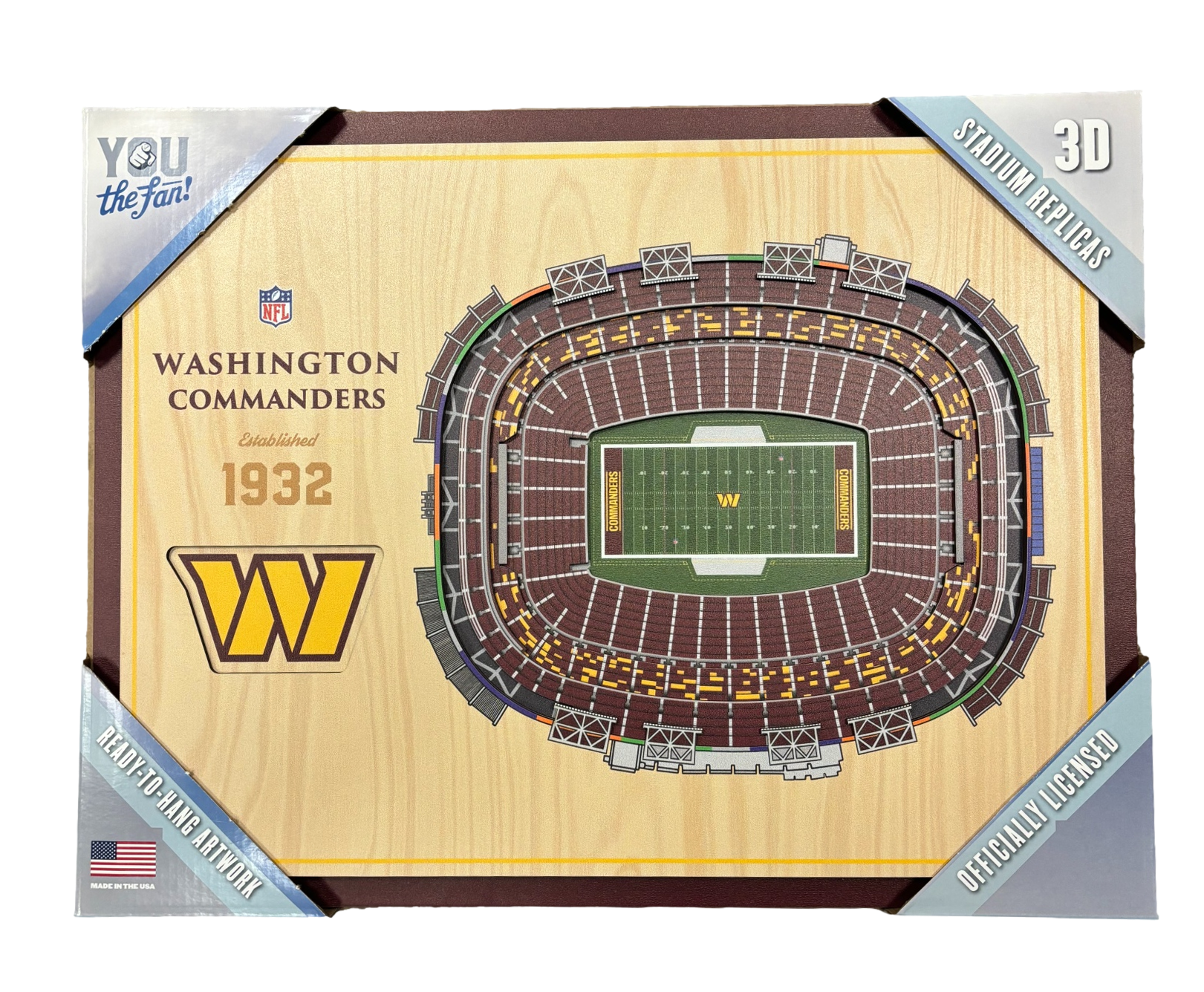 Washington Commanders 5-Layer 17" x 13" StadiumViews 3D Wood Wall Art - Sports Collectibles, Sports Memorabilia, Sports Fan Shop, Sports Gifts