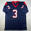 Autographed/Signed Tank Dell Houston Blue Football Jersey Beckett BAS COA
