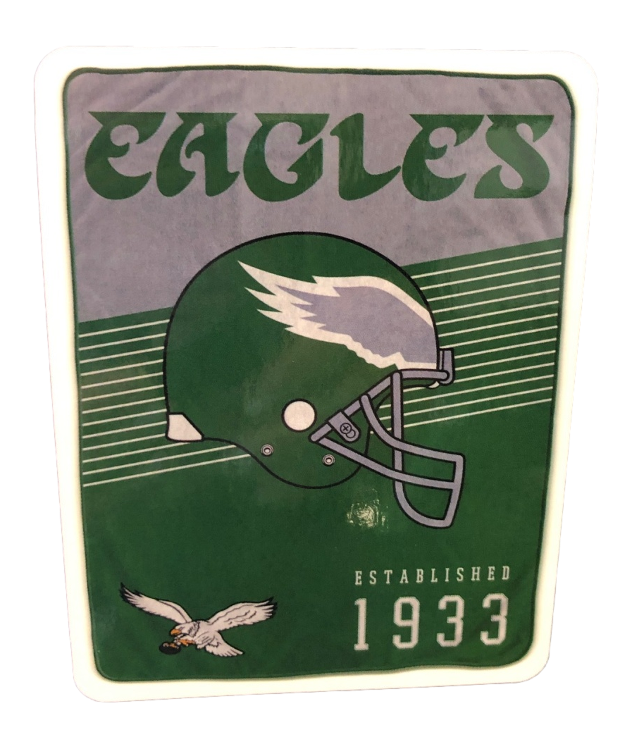 Philadelphia Eagles Retro 60" x 80" Helmet/Hat Stripe Ultra Soft Plush Throw Blanket - Sports Collectibles, Sports Memorabilia, Sports Fan Shop, Sports Gifts