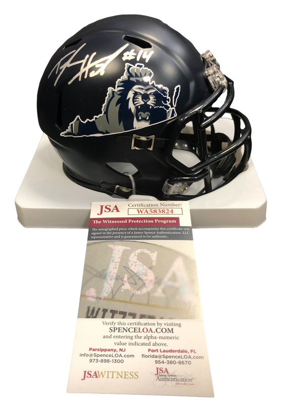 Old Dominion Monachs Taylor Heinicke Signed Auto State Speed Mini Helmet - JSA W COA - 757 Sports Collectibles