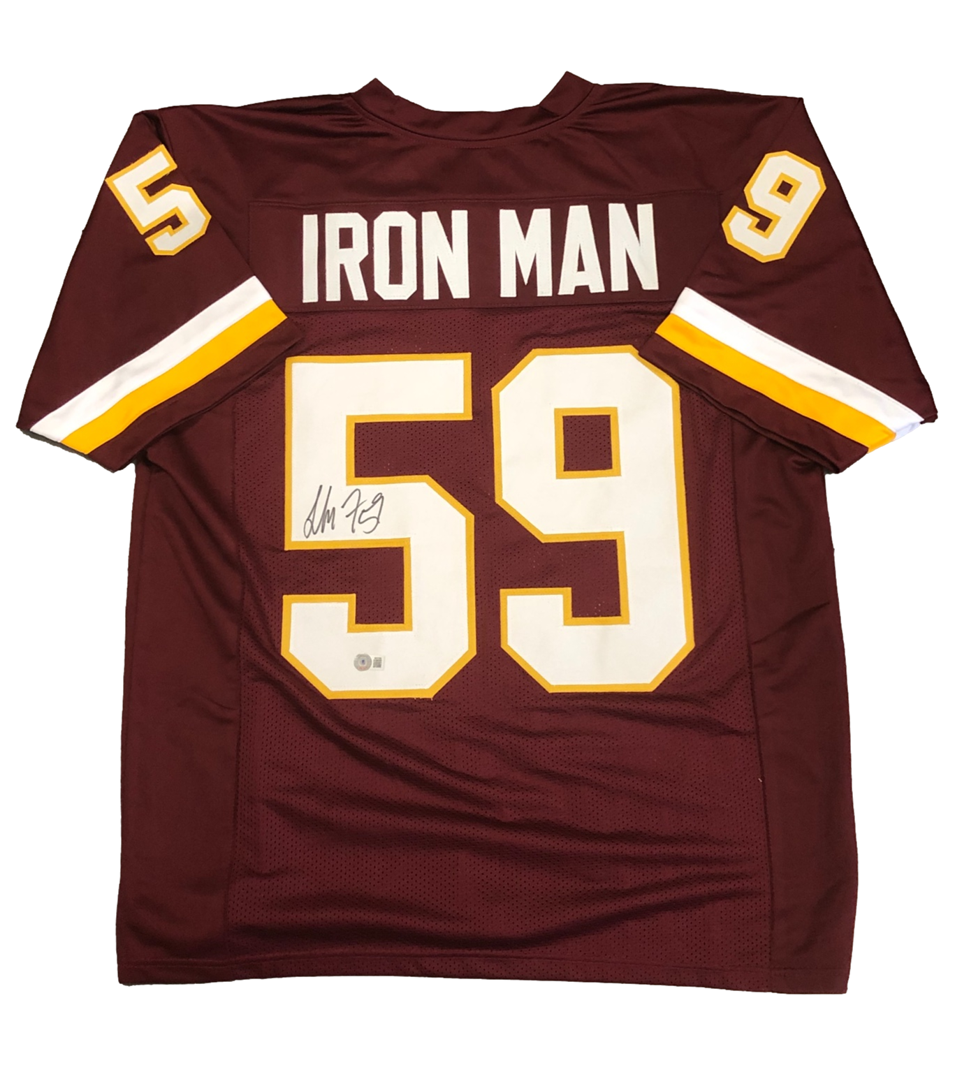 Washington Commanders London Fletcher Iron Man Signed Auto Burgundy Jersey - BAS COA - 757 Sports Collectibles