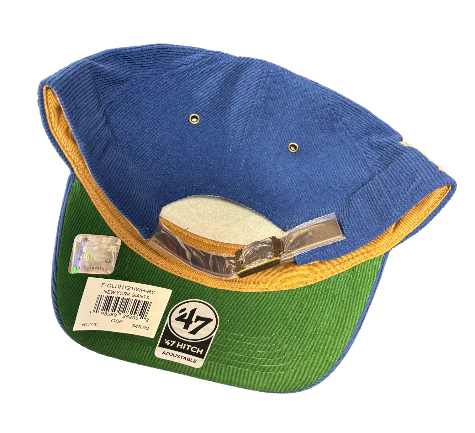 NEW YORK GIANTS ROYAL GOLDEN AGE CORDUROY 47 Strapback Hat - Sports Collectibles, Sports Memorabilia, Sports Fan Shop, Sports Gifts