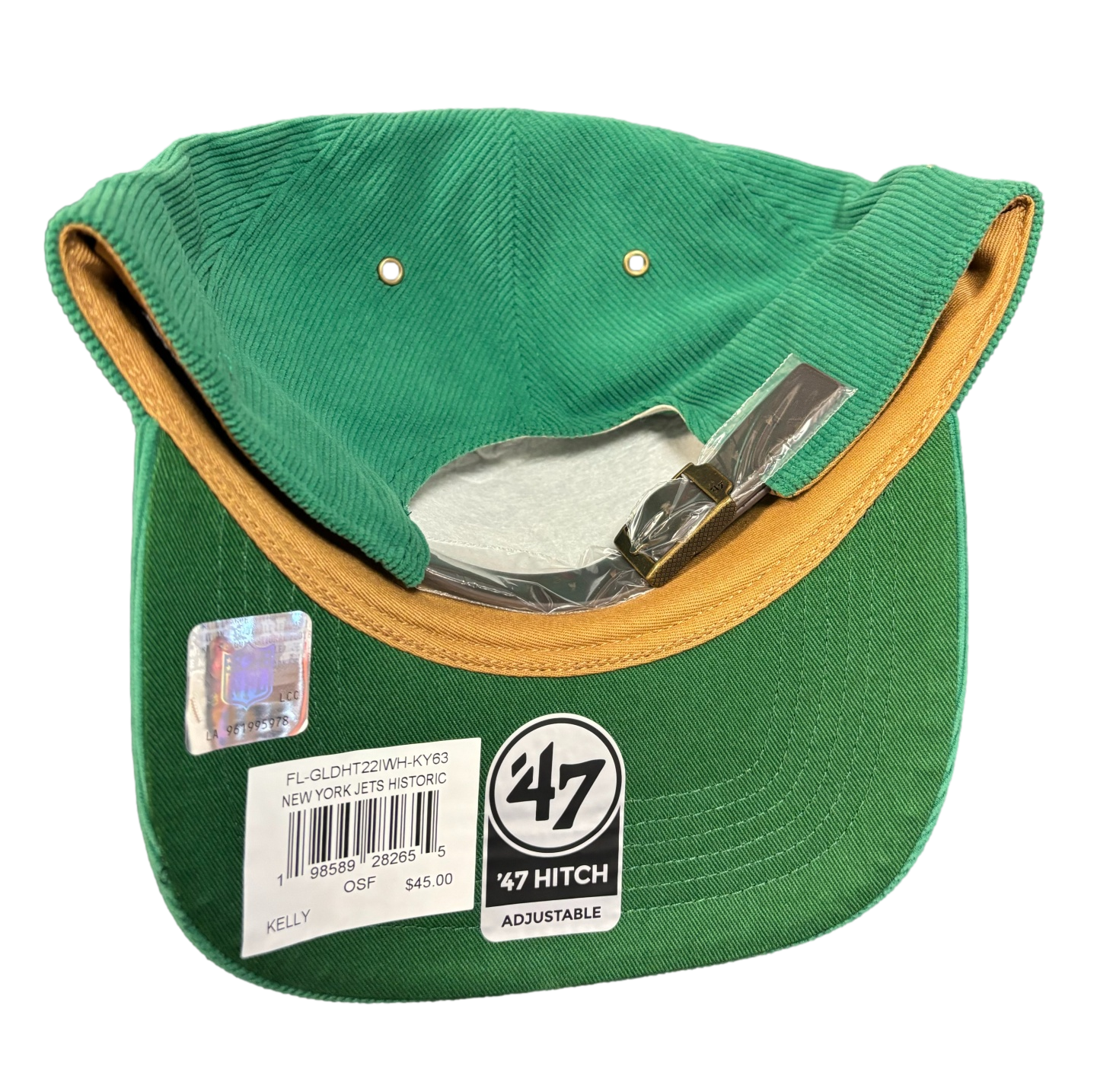 NEW YORK JETS HISTORIC KELLY GOLDEN AGE CORDUROY 47 Strapback Hat - Sports Collectibles, Sports Memorabilia, Sports Fan Shop, Sports Gifts