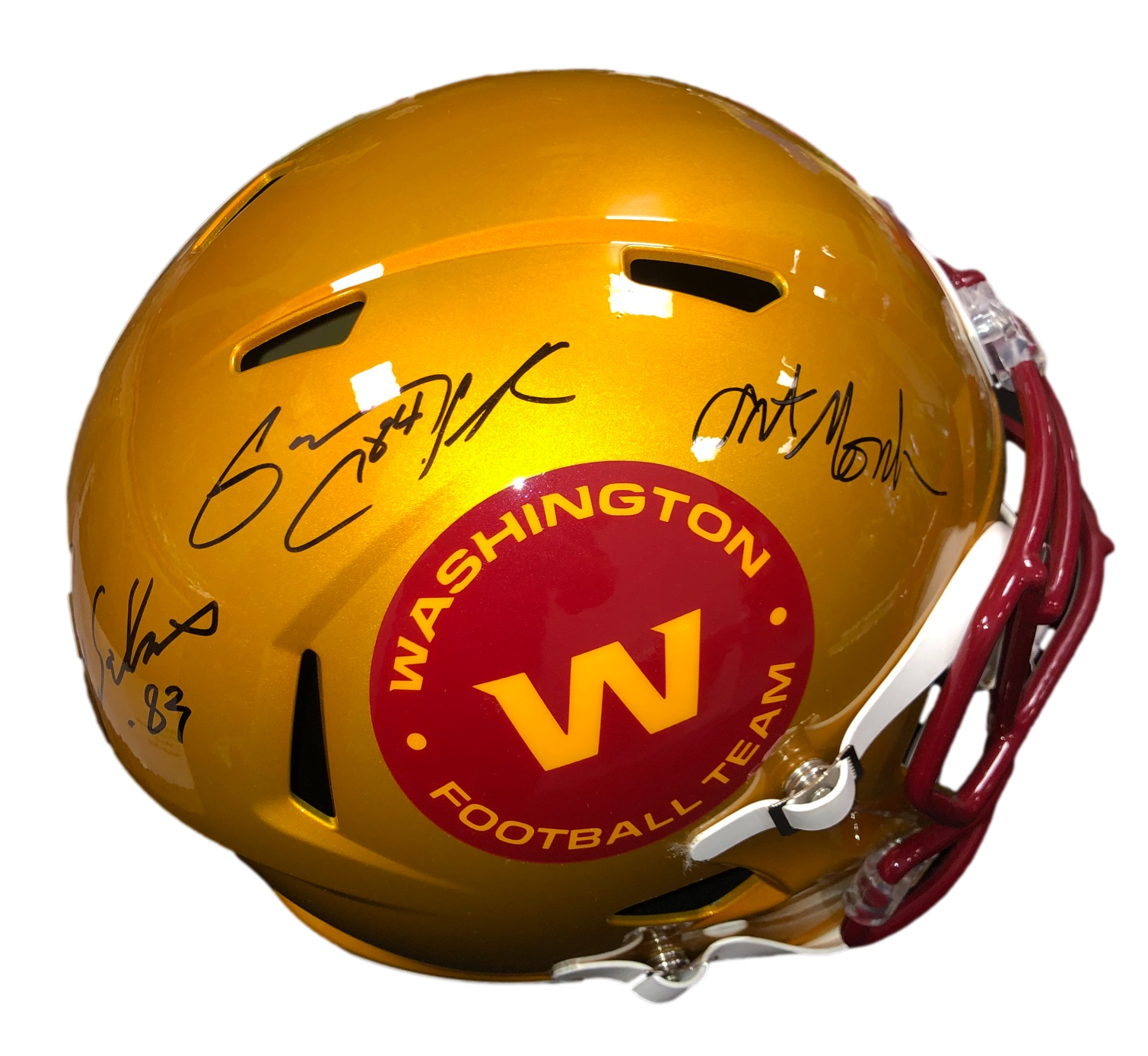 Washington Commanders Art Monk, Gary Clark, Ricky Sanders Posse Signed Auto Full Size Replica Flash Helmet - JSA W COA - 757 Sports Collectibles