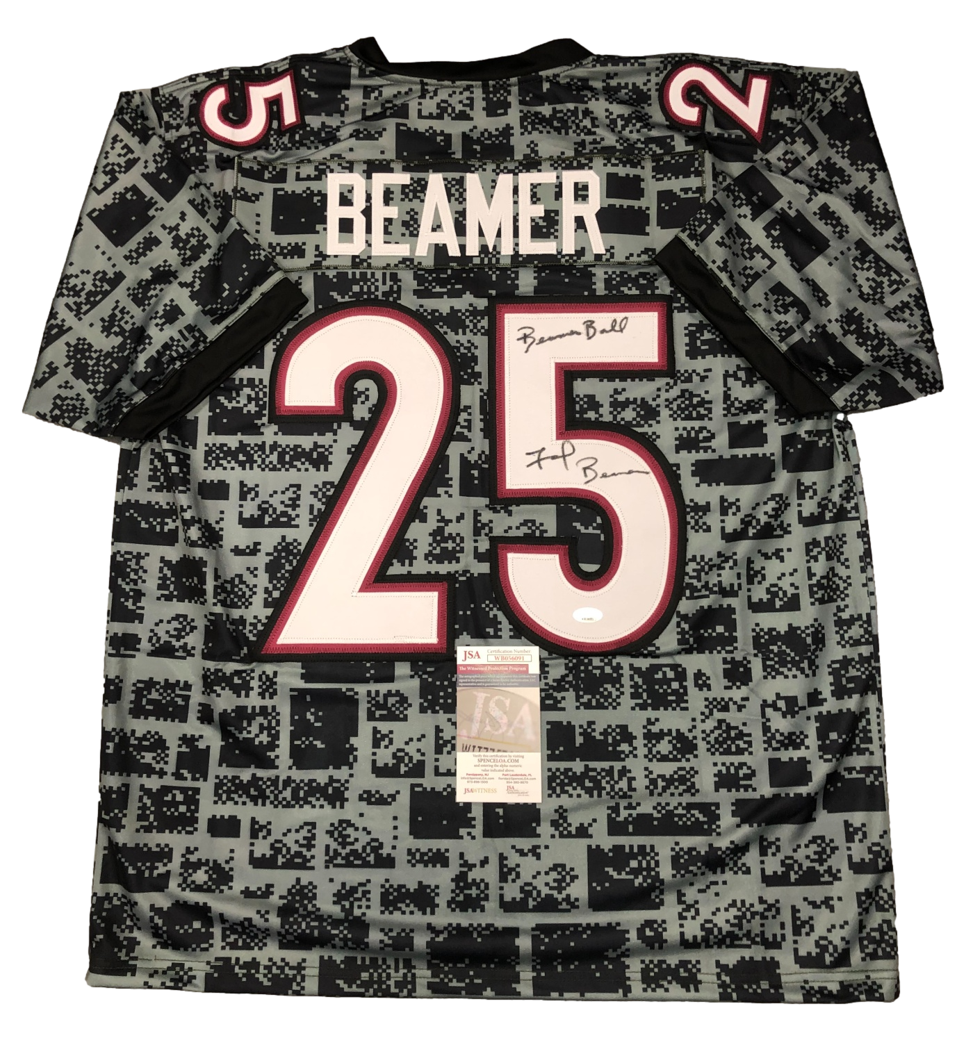 Virginia Tech Hokies Frank Beamer Signed Auto Stone Jersey 'Beamer Ball' - JSA W COA - 757 Sports Collectibles