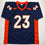 Autographed/Signed Willis McGahee Denver Blue Football Jersey JSA COA