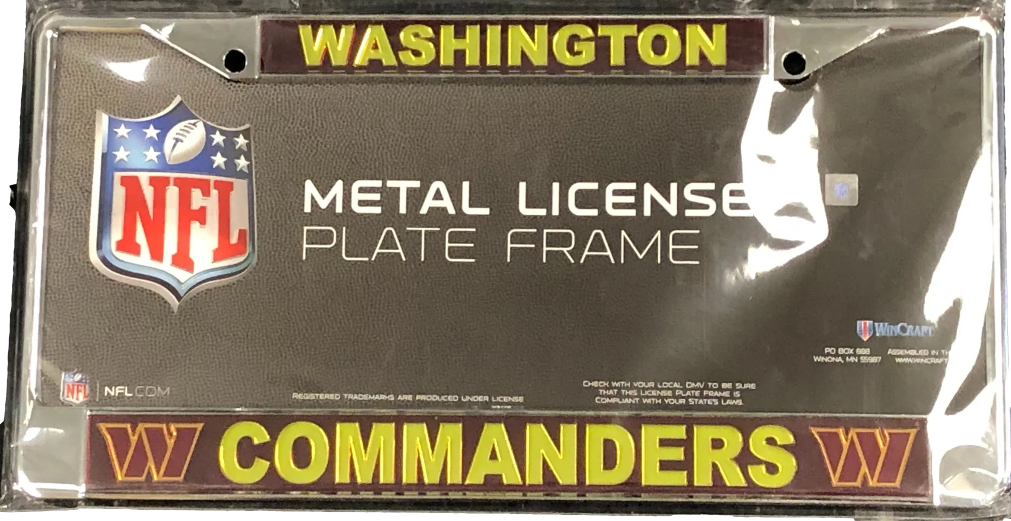 Washington Commanders Chrome Laser Cut License Plate Frame with Team Logos - 757 Sports Collectibles