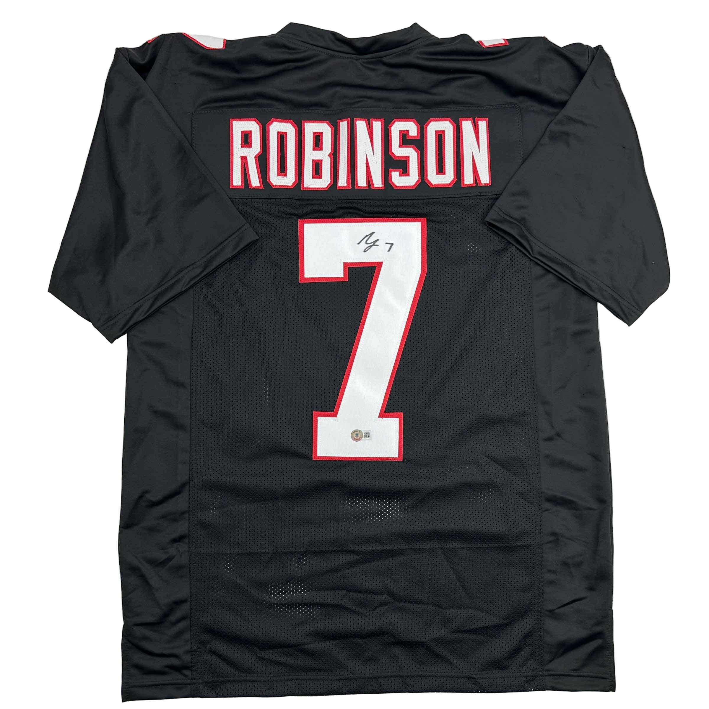 Autographed/Signed Bijan Robinson Atlanta Retro Black Football Jersey Beckett BAS COA