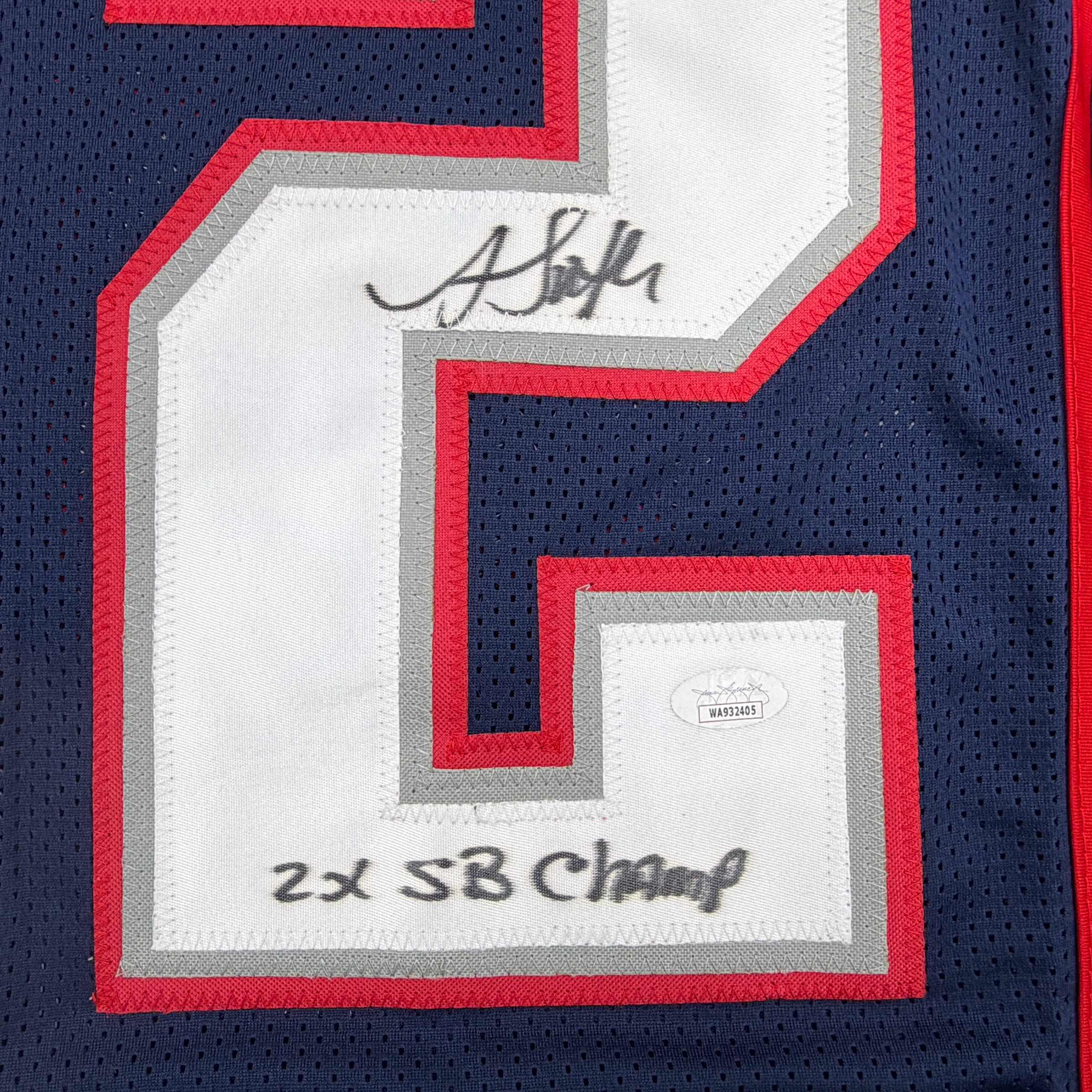 Autographed/Signed Antowain Smith 2x SB Champ New England Blue Football Jersey JSA COA