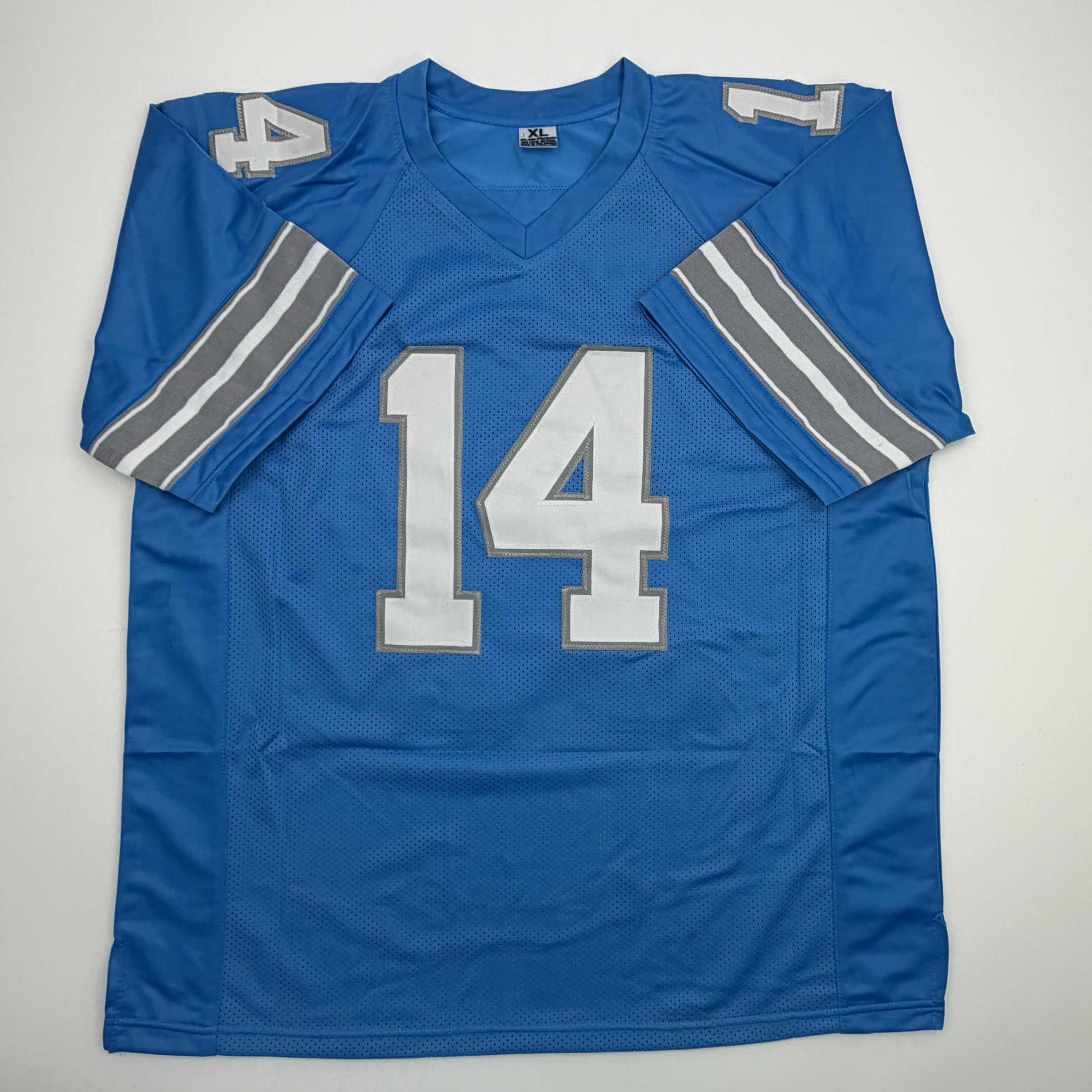 Autographed/Signed Amon-Ra St. Brown Detroit Current Blue Football Jersey Beckett BAS COA