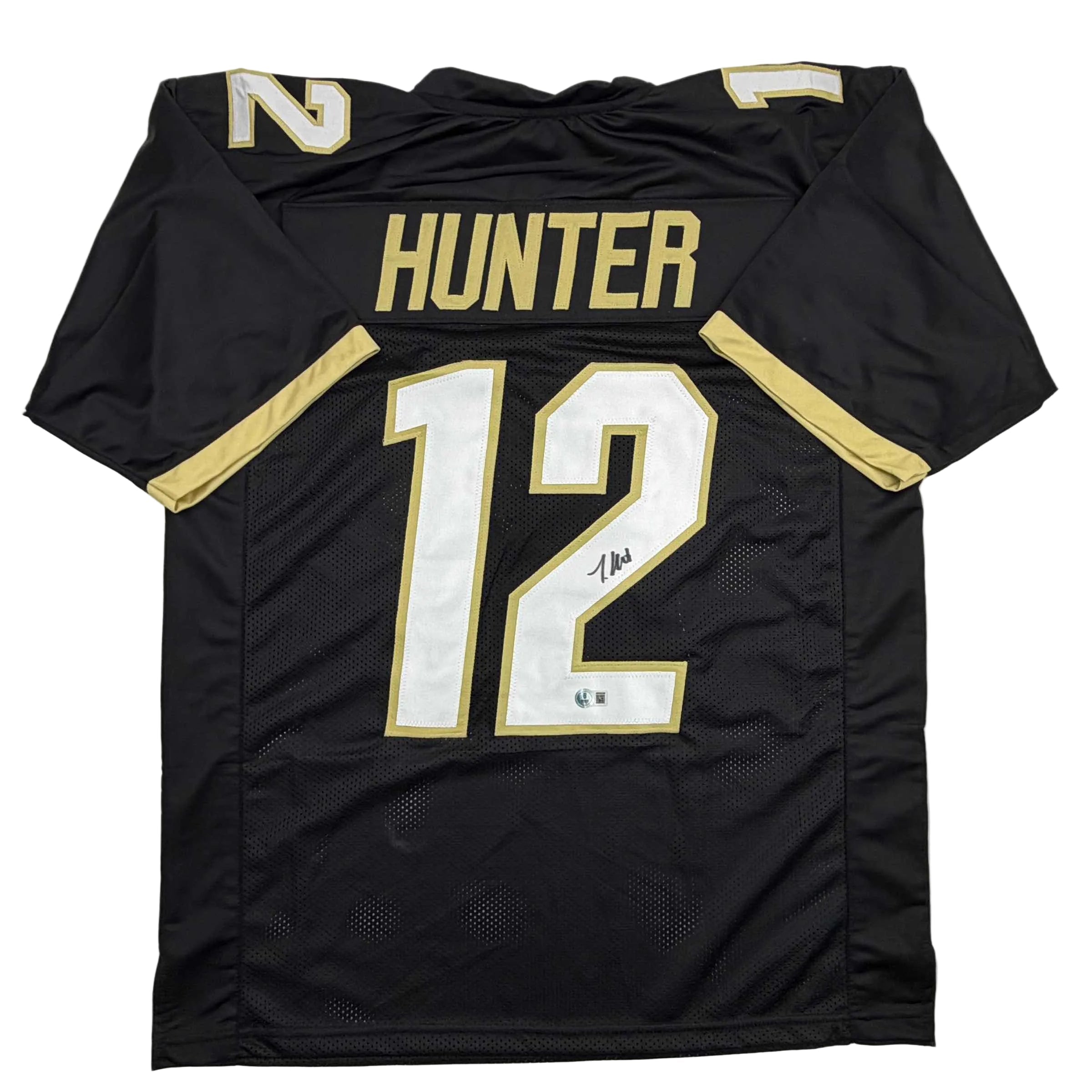 Autographed/Signed Travis Hunter Colorado Black College Football Jersey Beckett BAS COA