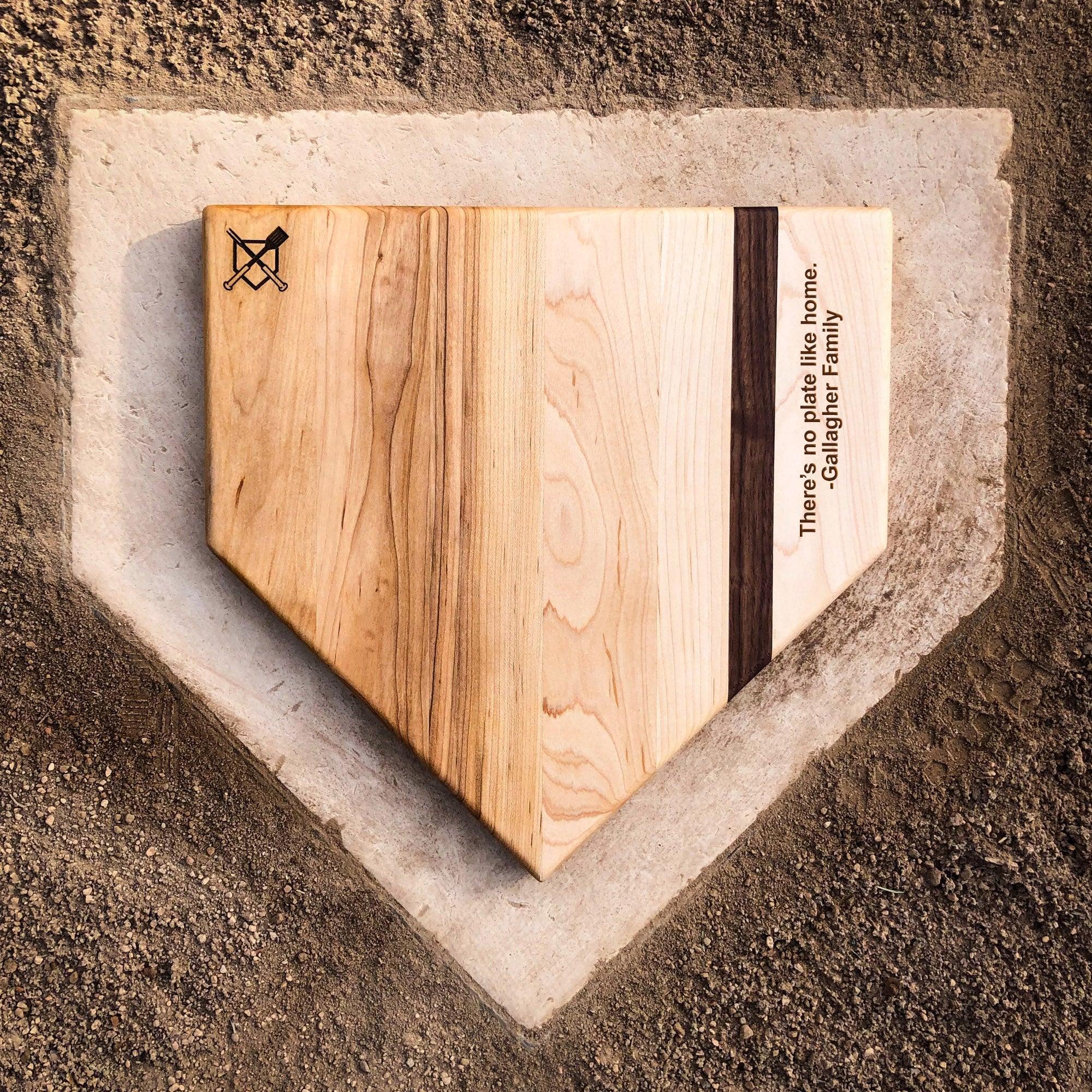 "Home Plate" Cutting Board with Custom Text Engraving (12"x12") - Sports Collectibles, Sports Memorabilia, Sports Fan Shop, Sports Gifts