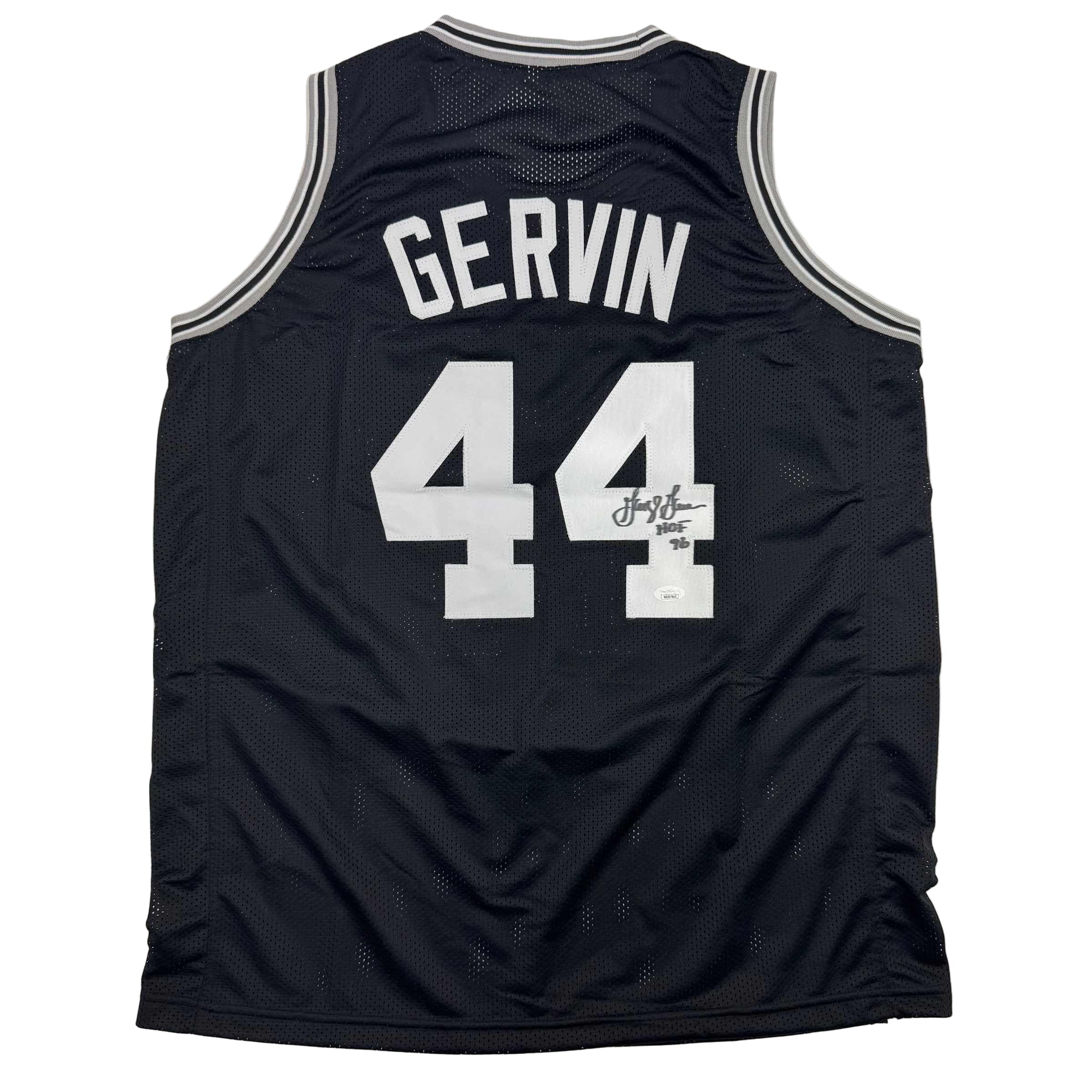 Autographed/Signed George Gervin San Antonio Black Basketball Jersey Beckett BAS COA