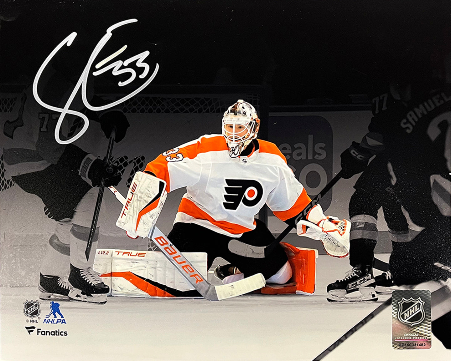 Samuel Ersson First Shutout Philadelphia Flyers Autographed 11" x 14" Blackout Hockey Photo - Sports Collectibles, Sports Memorabilia, Sports Fan Shop, Sports Gifts
