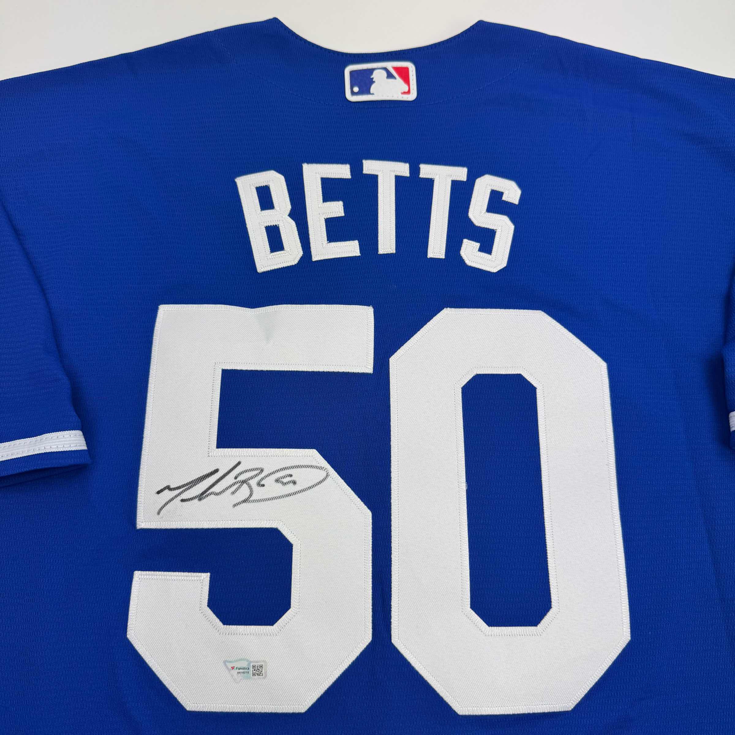 Autographed/Signed Mookie Betts Los Angeles LA Blue Baseball Jersey Fanatics COA