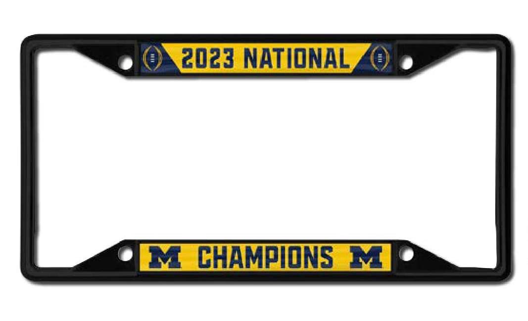 Michigan Wolverines 2024 CFP NCAA National Champs S/S Laser Cut License Plate Frame Blk - 757 Sports Collectibles