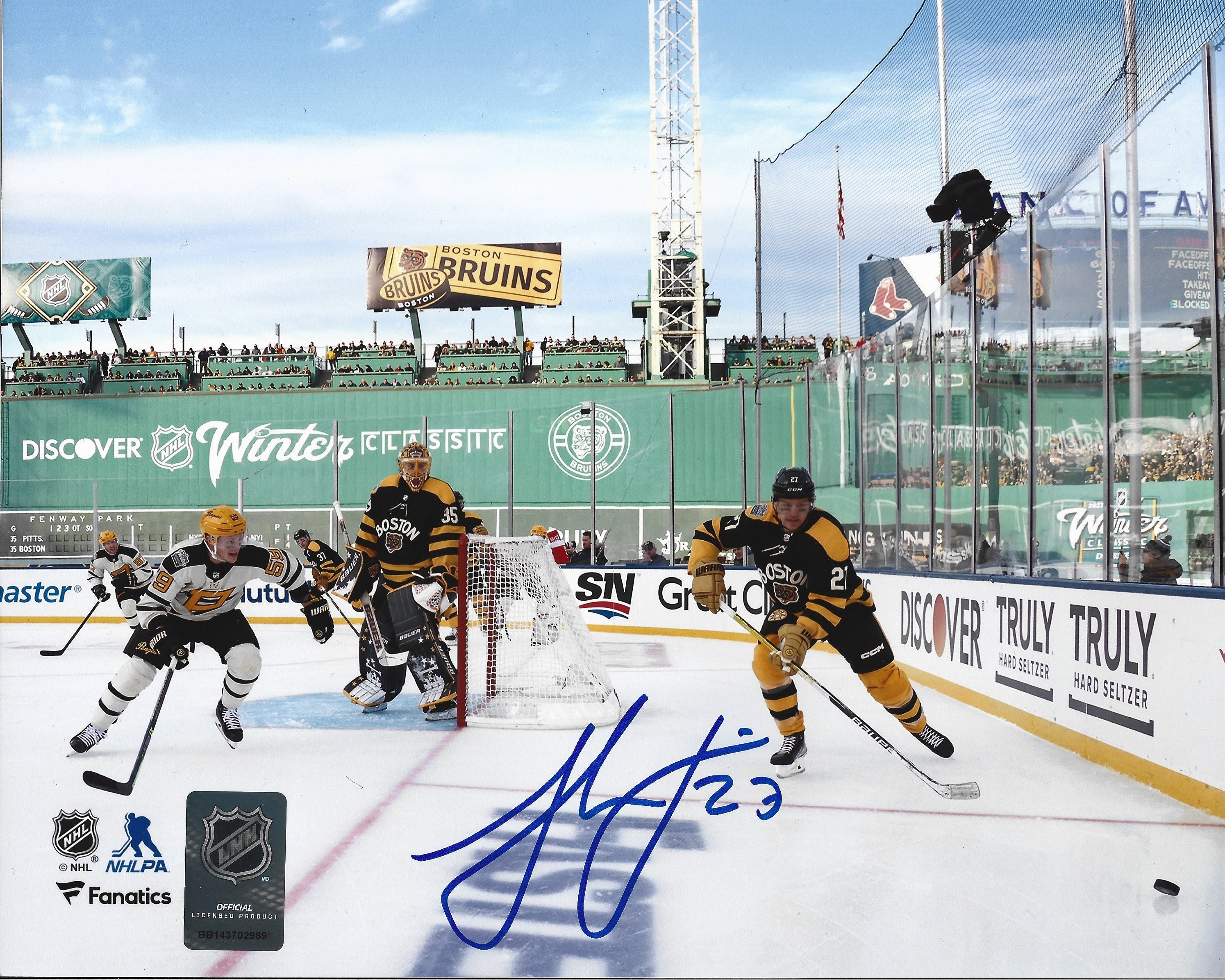 Hampus Lindholm 2023 Winter Classic Fenway Park Green Monster Boston Bruins 8x10 Autographed Photo - Sports Collectibles, Sports Memorabilia, Sports Fan Shop, Sports Gifts