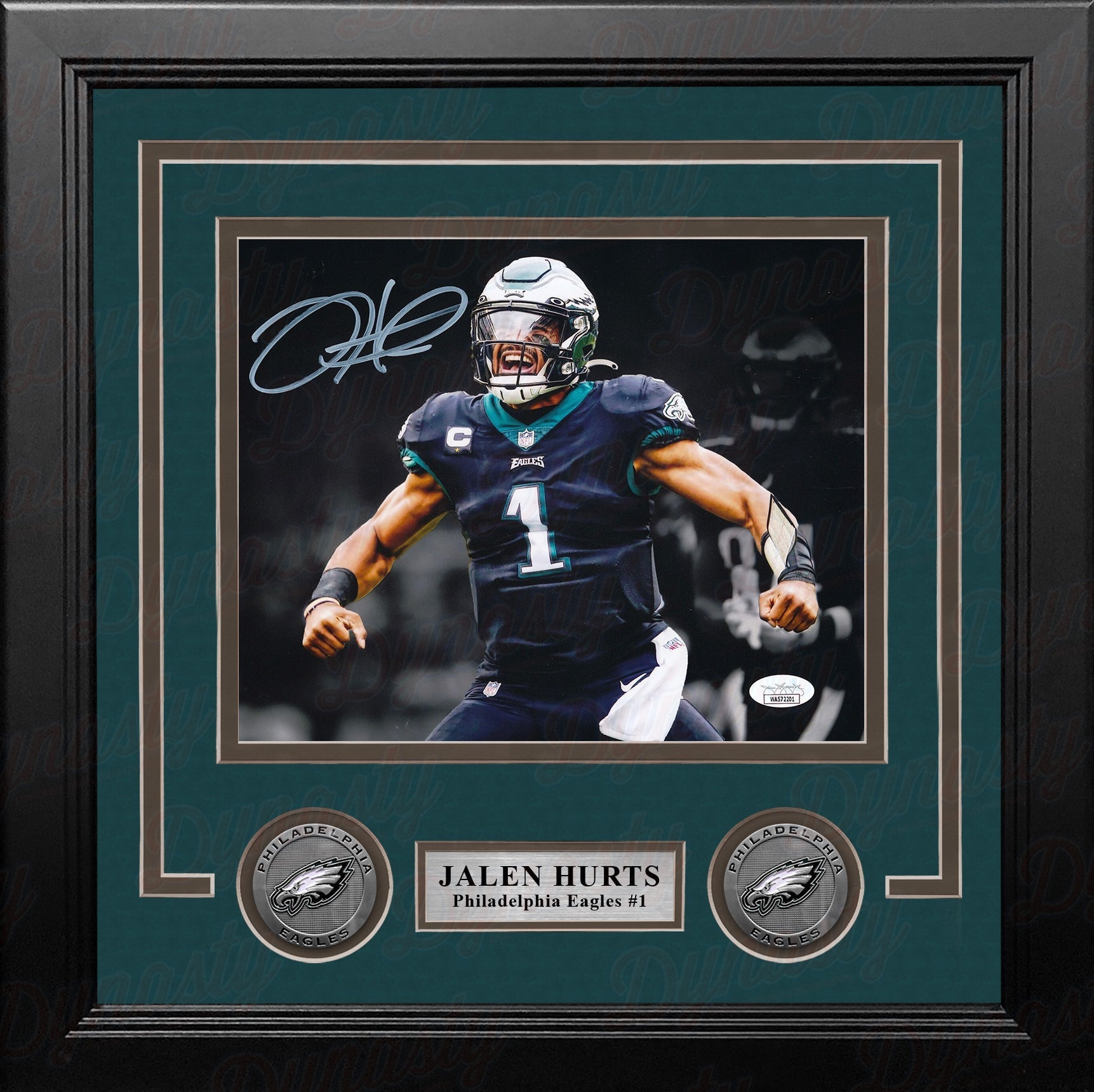 Jalen Hurts Black Flex Philadelphia Eagles Autographed 8" x 10" Framed Football Blackout Photo - Sports Collectibles, Sports Memorabilia, Sports Fan Shop, Sports Gifts