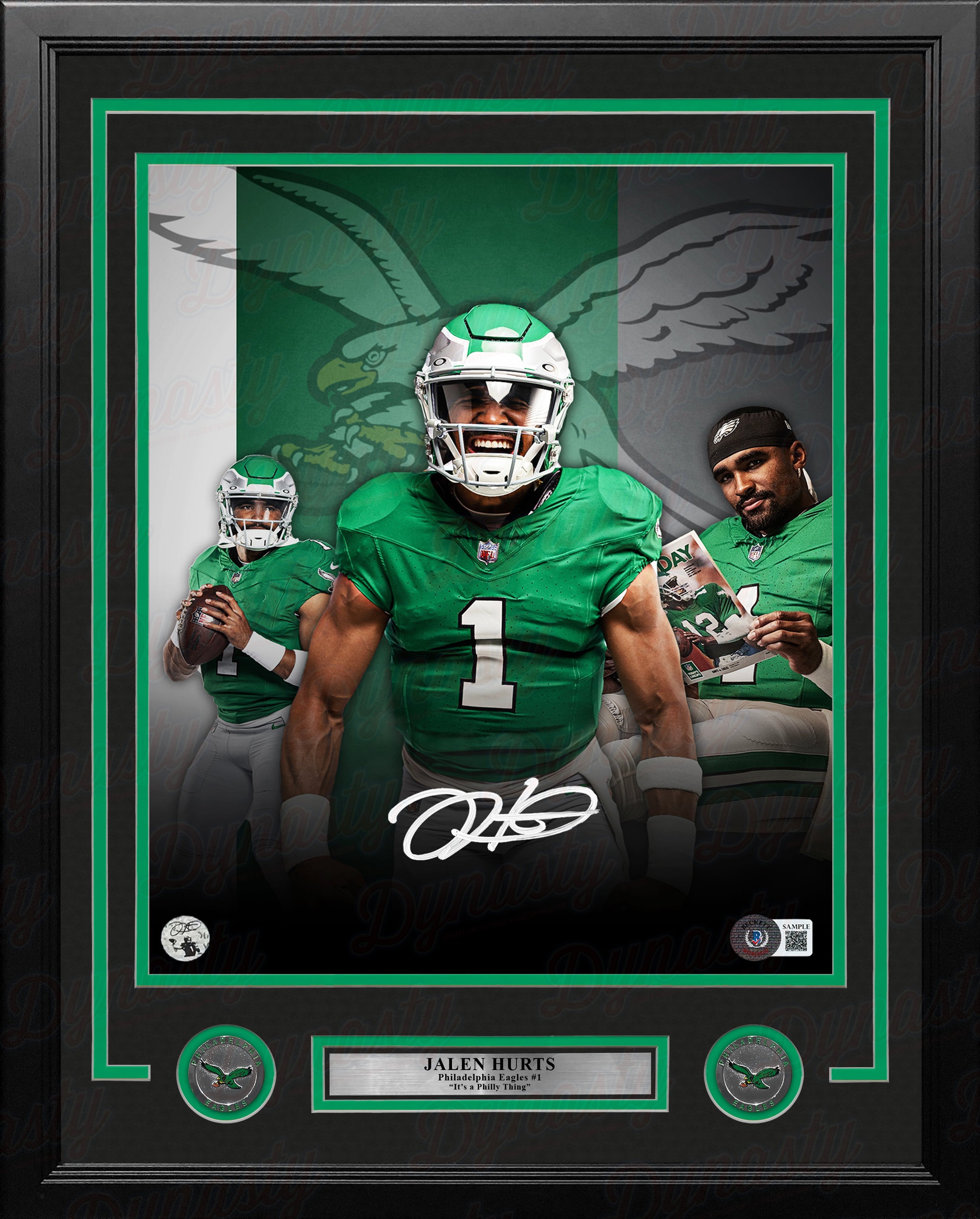 Jalen Hurts Philadelphia Eagles Autographed 11" x 14" Framed Kelly Green Collage Football Photo - Sports Collectibles, Sports Memorabilia, Sports Fan Shop, Sports Gifts