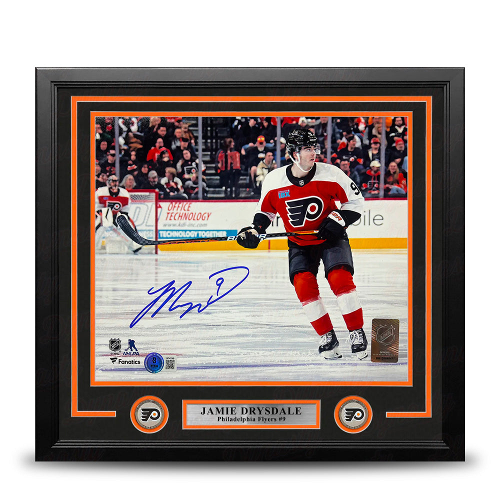 Jamie Drysdale in Action Philadelphia Flyers Autographed 16" x 20" Framed Hockey Photo - Sports Collectibles, Sports Memorabilia, Sports Fan Shop, Sports Gifts