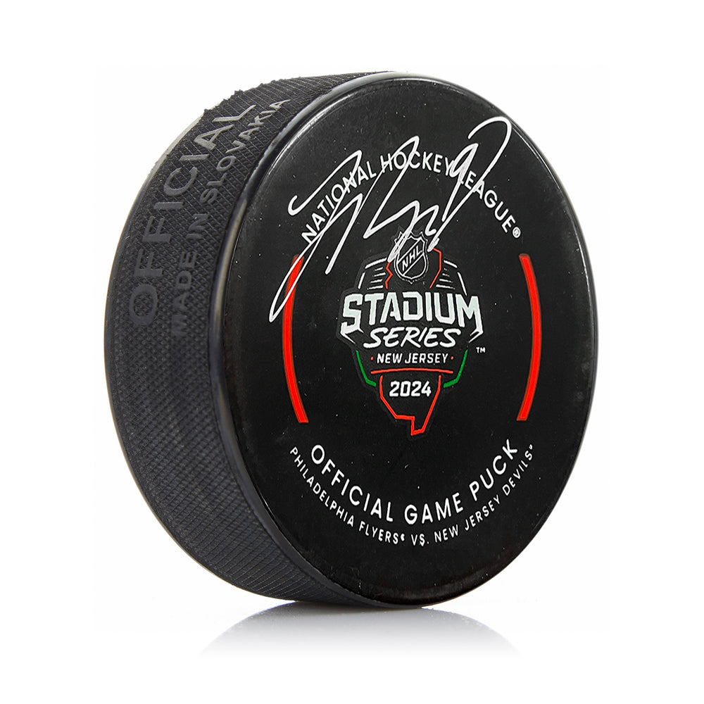 Jamie Drysdale Autographed Philadelphia Flyers 2024 Stadium Series Hockey Game Model Puck - Sports Collectibles, Sports Memorabilia, Sports Fan Shop, Sports Gifts