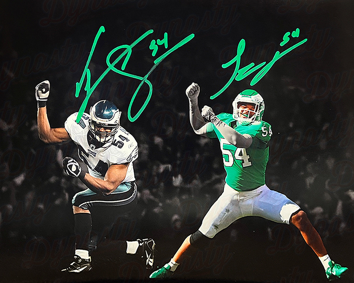 Jeremiah Trotter, Sr. & Jr. Blackout Philadelphia Eagles Dual-Autographed 11" x 14" Football Photo - Sports Collectibles, Sports Memorabilia, Sports Fan Shop, Sports Gifts