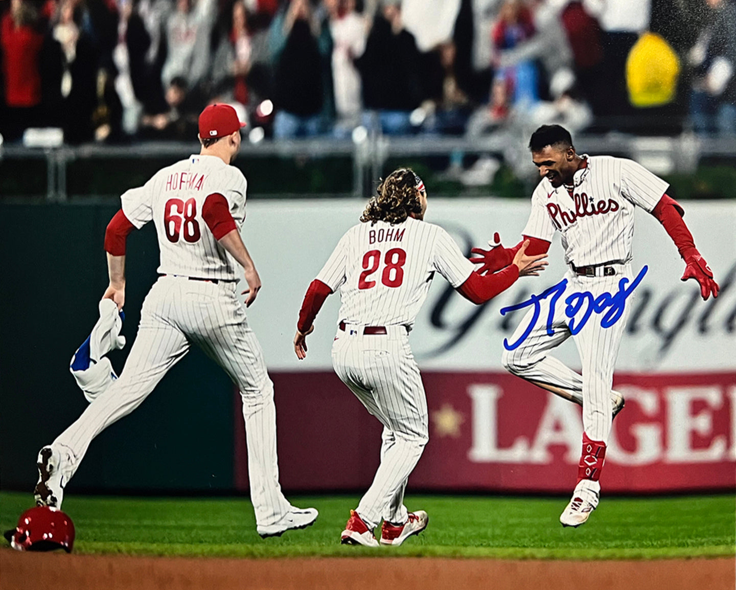 Johan Rojas 2023 Wild Card Clinch Philadelphia Phillies Autographed 8" x 10" Baseball Photo - Sports Collectibles, Sports Memorabilia, Sports Fan Shop, Sports Gifts