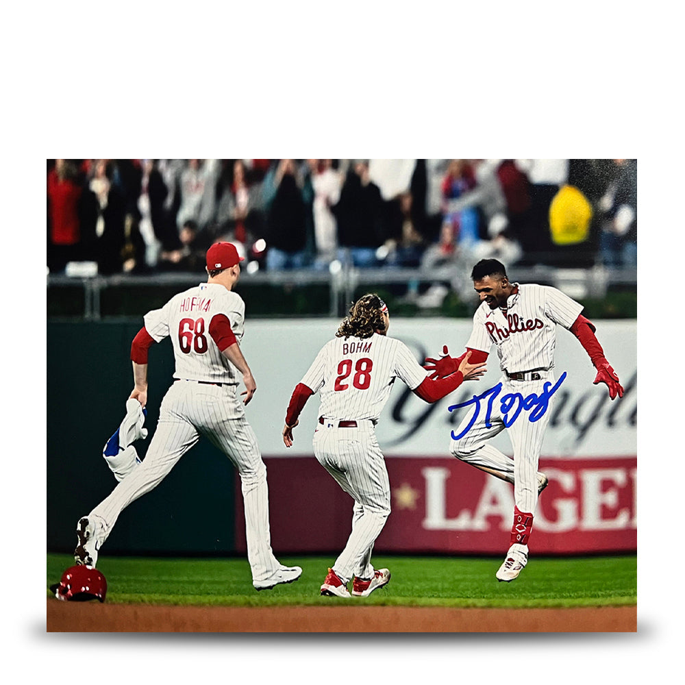 Johan Rojas 2023 Wild Card Clinch Philadelphia Phillies Autographed 8" x 10" Baseball Photo - Sports Collectibles, Sports Memorabilia, Sports Fan Shop, Sports Gifts