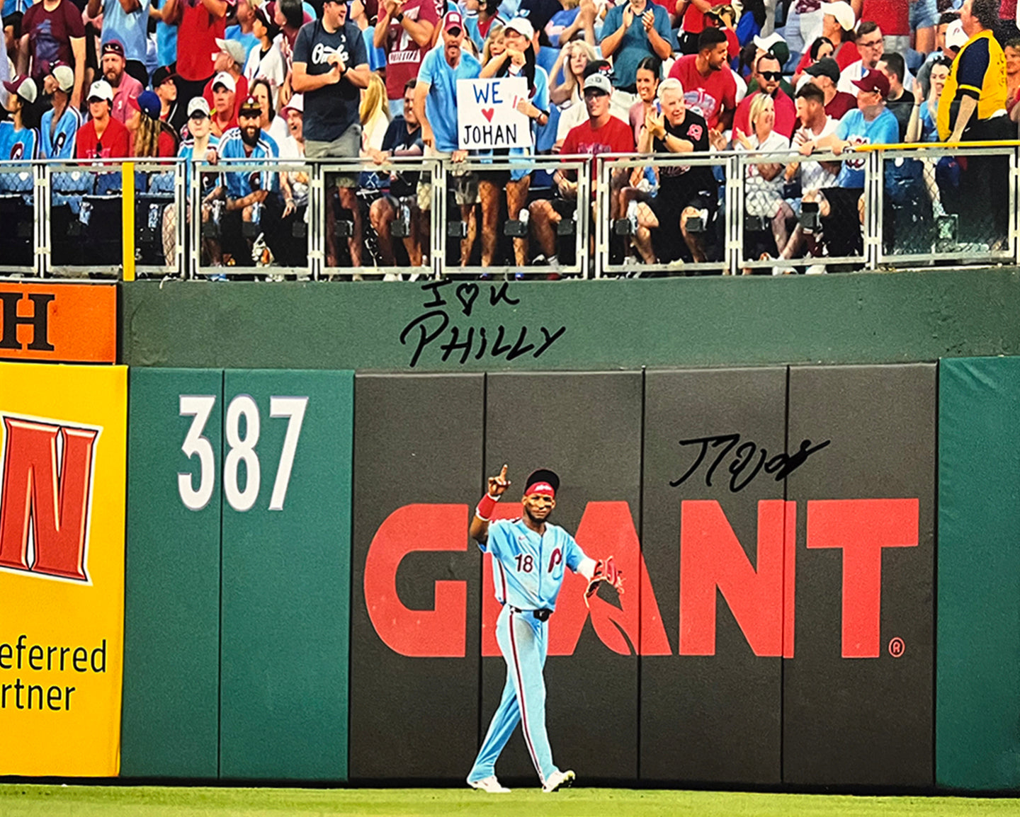 Johan Rojas Philly Love Philadelphia Phillies Autographed 16" x 20" Photo Inscribed I ♥ Philly - Sports Collectibles, Sports Memorabilia, Sports Fan Shop, Sports Gifts