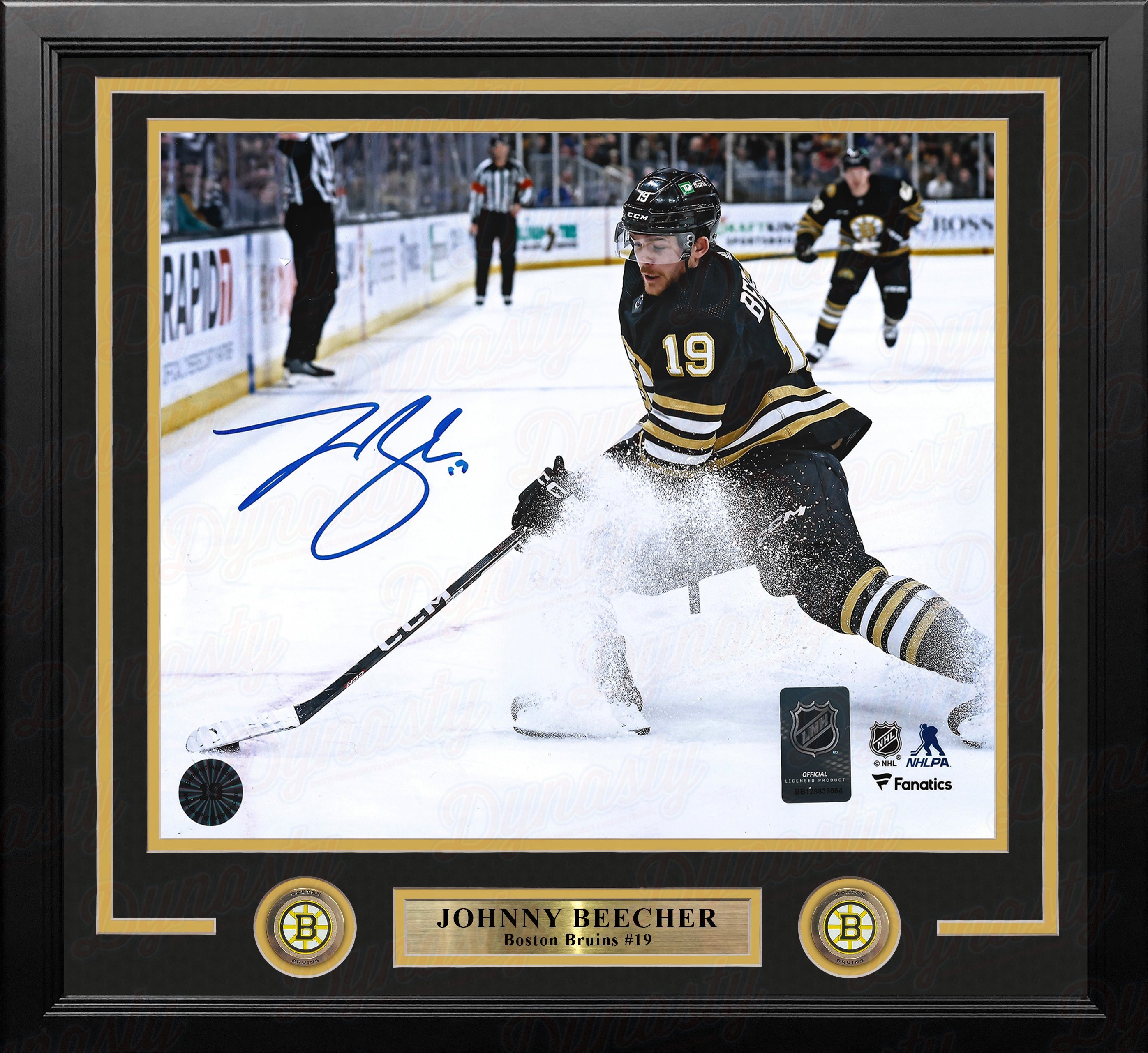 Johnny Beecher in Action Boston Bruins Autographed 11" x 14" Framed Hockey Photo - Sports Collectibles, Sports Memorabilia, Sports Fan Shop, Sports Gifts