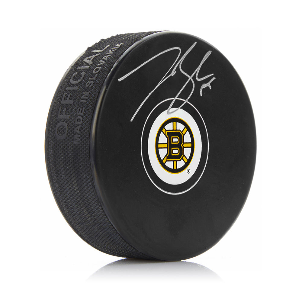 Johnny Beecher Autographed Boston Bruins Hockey Logo Puck - Sports Collectibles, Sports Memorabilia, Sports Fan Shop, Sports Gifts