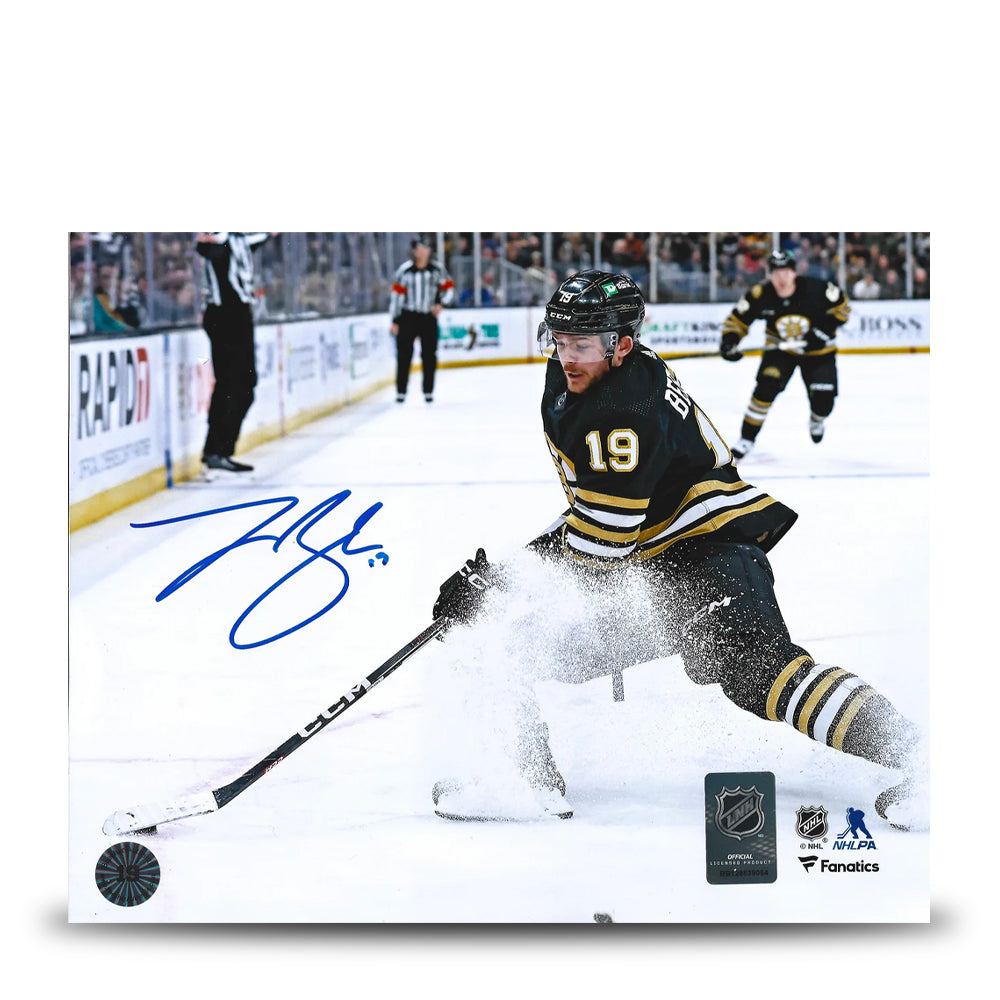Johnny Beecher in Action Boston Bruins Autographed 8" x 10" Hockey Photo - Sports Collectibles, Sports Memorabilia, Sports Fan Shop, Sports Gifts