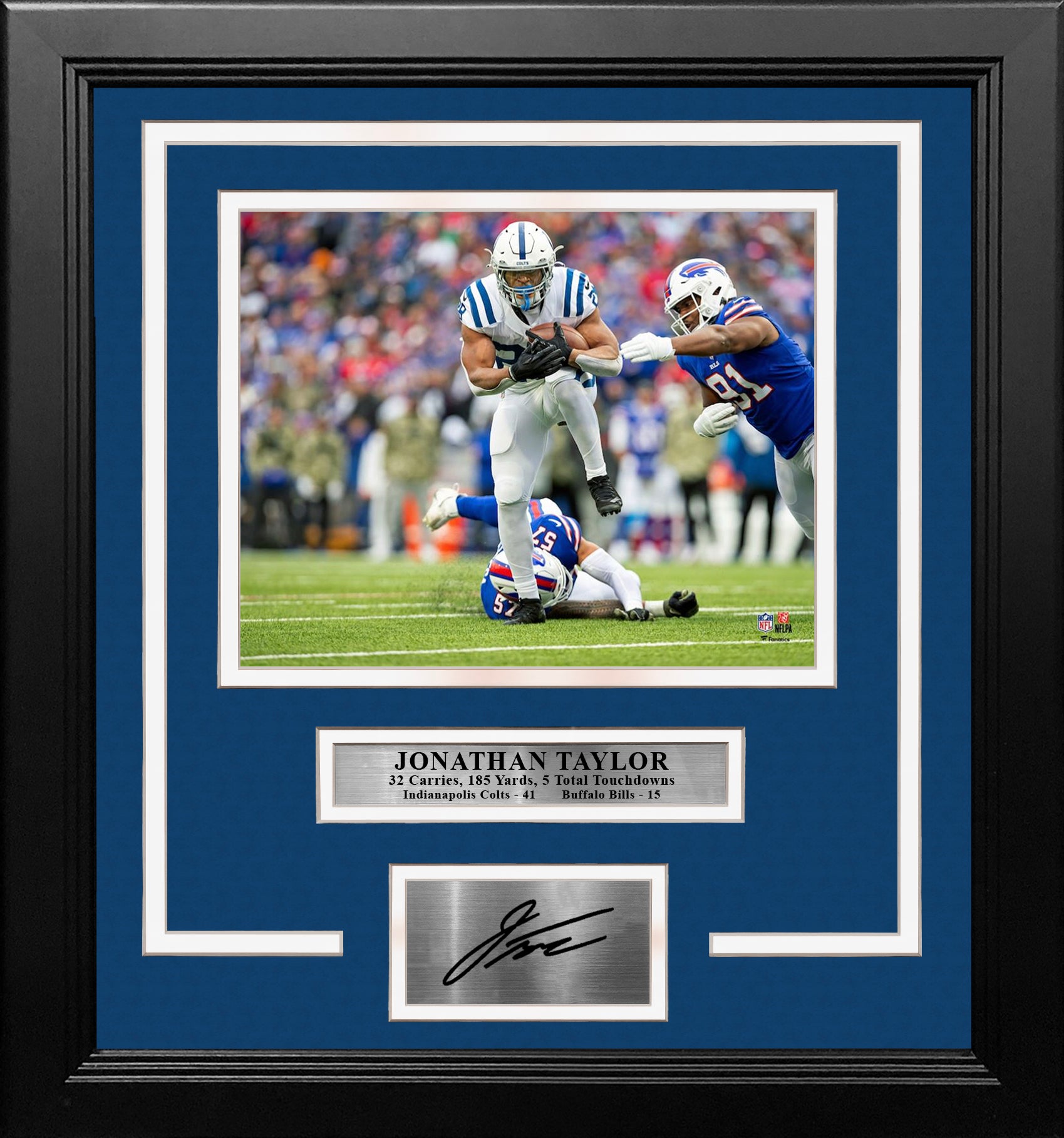 Jonathan Taylor 5 Touchdown Game Indianapolis Colts 8" x 10" Framed Football Photo with Engraved Autograph - Sports Collectibles, Sports Memorabilia, Sports Fan Shop, Sports Gifts