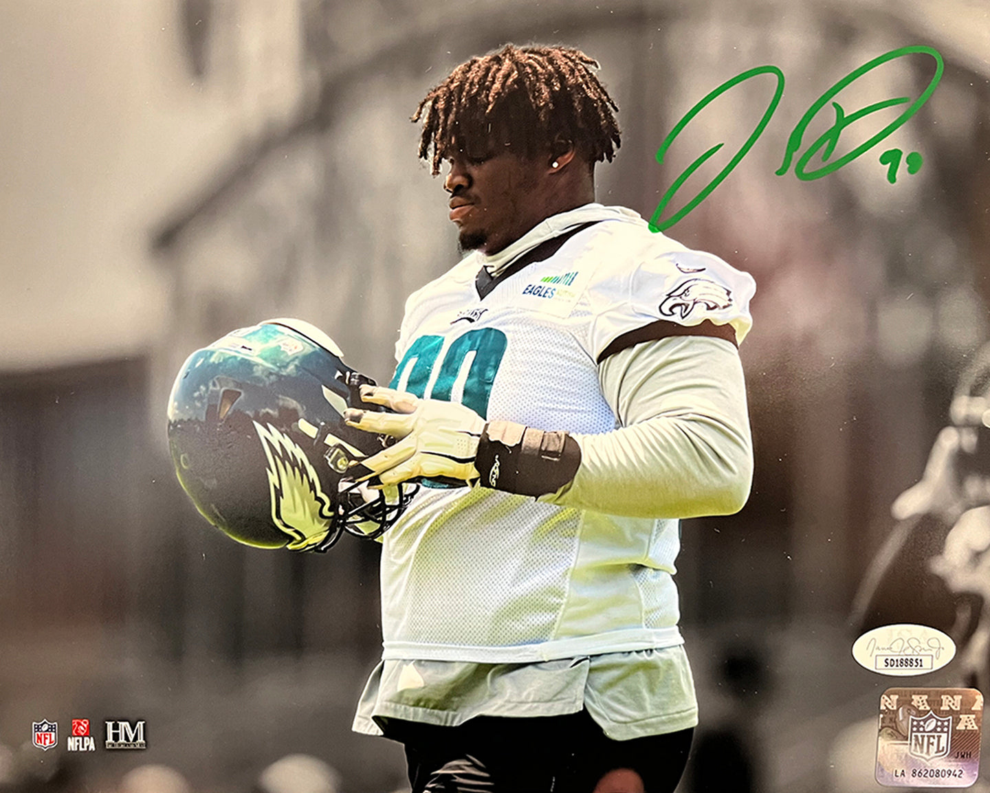Jordan Davis Philadelphia Eagles Autographed Spotlight Football Photo - Sports Collectibles, Sports Memorabilia, Sports Fan Shop, Sports Gifts