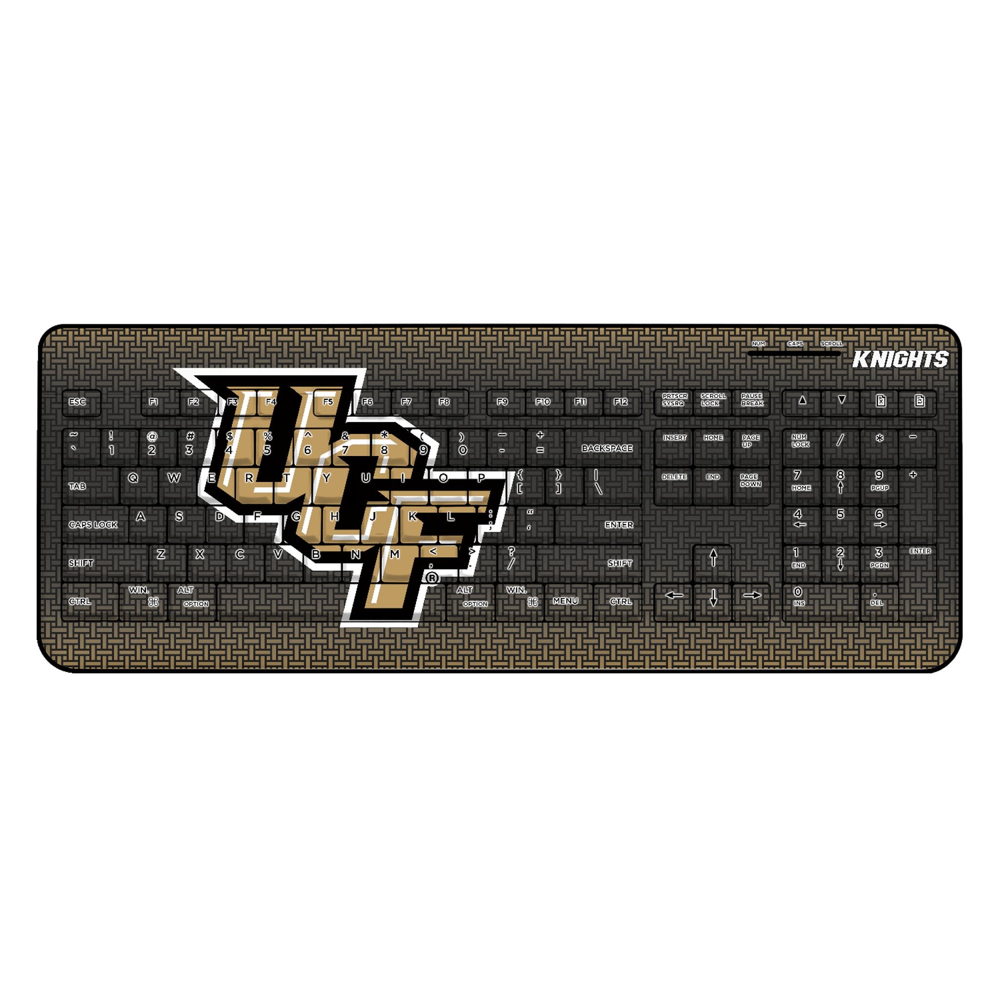 University of Central Florida Golden Knights Linen Wireless USB Keyboard - Sports Gifts, Sports Memorabilia, Sports Collectibles, Fan Shop