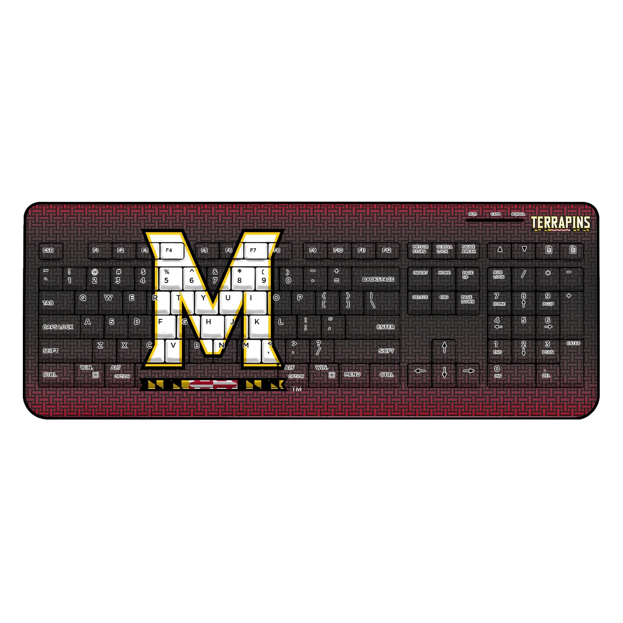 University of Maryland Terrapins Linen Wireless USB Keyboard - Sports Gifts, Sports Memorabilia, Sports Collectibles, Fan Shop