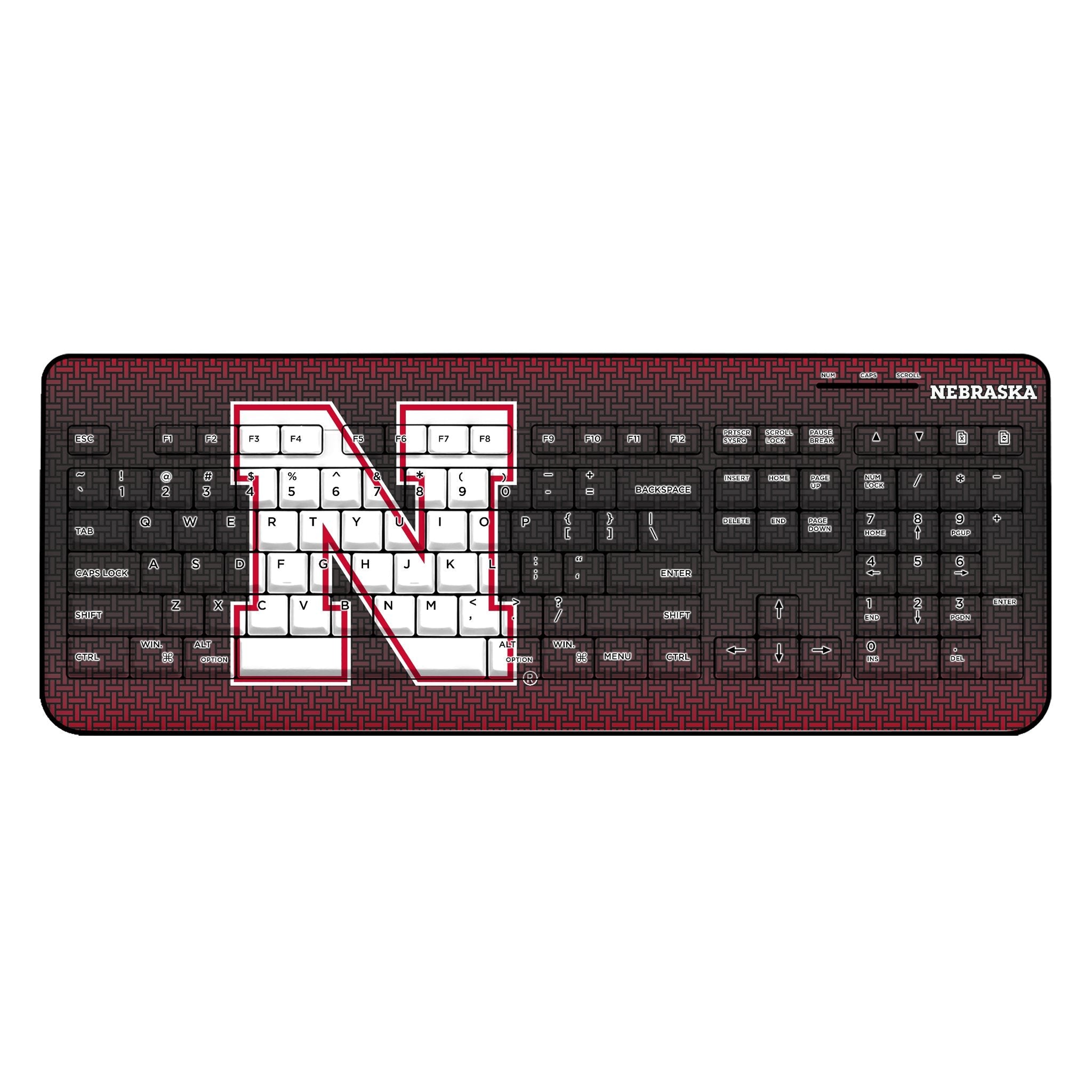 University of Nebraska Huskers Block N Linen Wireless USB Keyboard - Sports Gifts, Sports Memorabilia, Sports Collectibles, Fan Shop