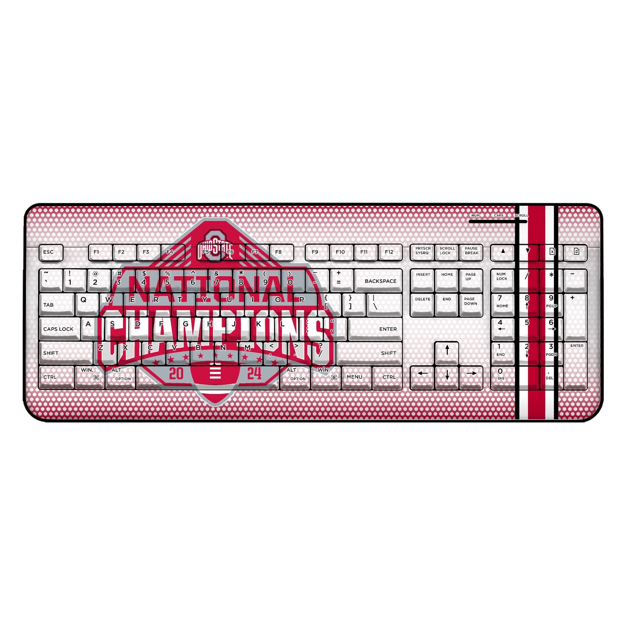 Ohio State University Buckeyes 2024 College Football Playoff National Champion Wireless USB Keyboard - Sports Gifts, Sports Memorabilia, Sports Collectibles, Fan Shop