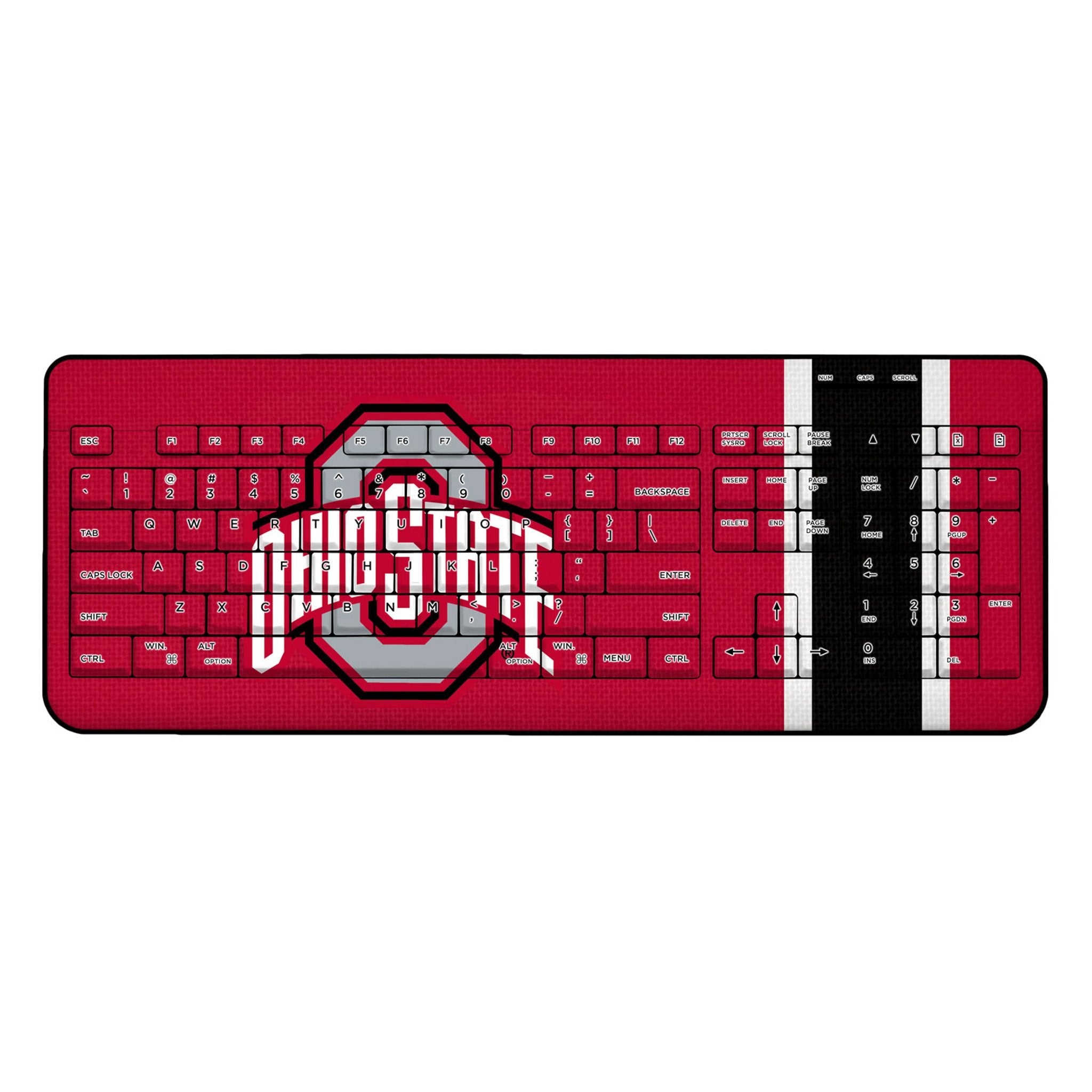 Ohio State University Buckeyes Stripe Wireless USB Keyboard - Sports Gifts, Sports Memorabilia, Sports Collectibles, Fan Shop