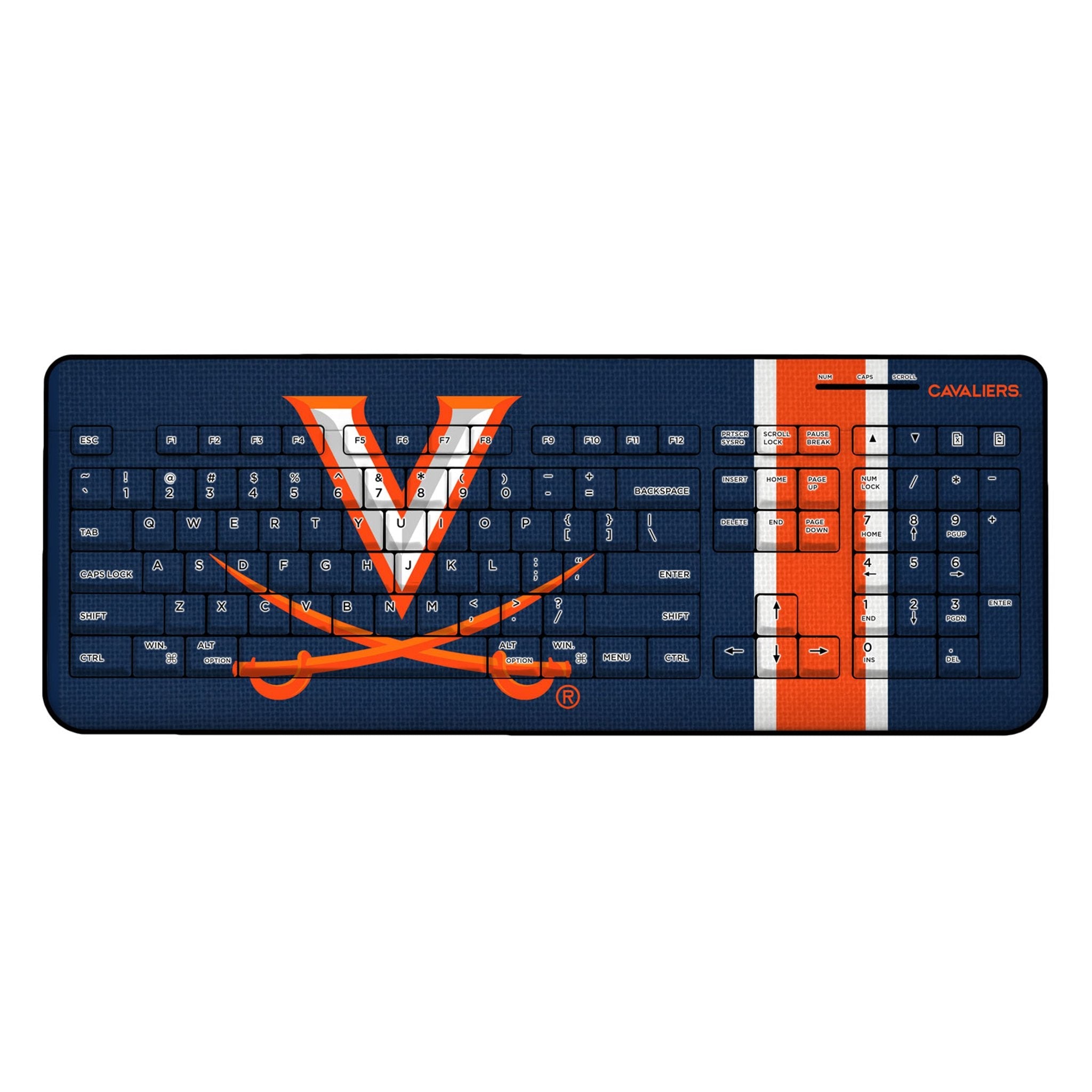 University of Virginia Cavaliers Stripe Wireless USB Keyboard - Sports Gifts, Sports Memorabilia, Sports Collectibles, Fan Shop