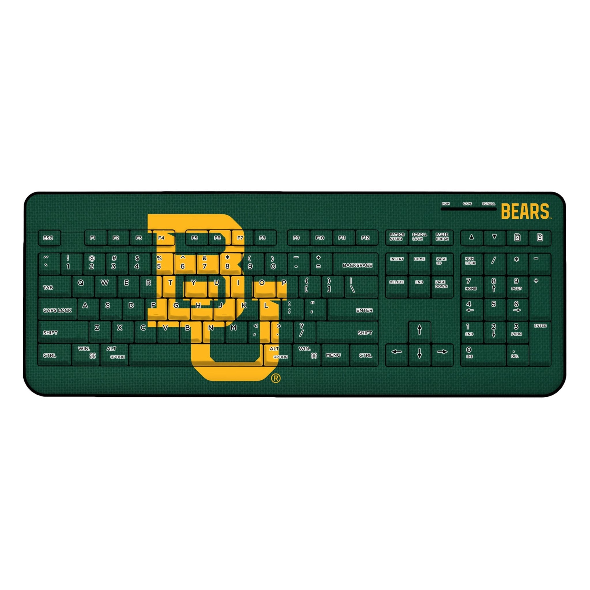 Baylor University Bears Solid Wireless USB Keyboard - Sports Gifts, Sports Memorabilia, Sports Collectibles, Fan Shop