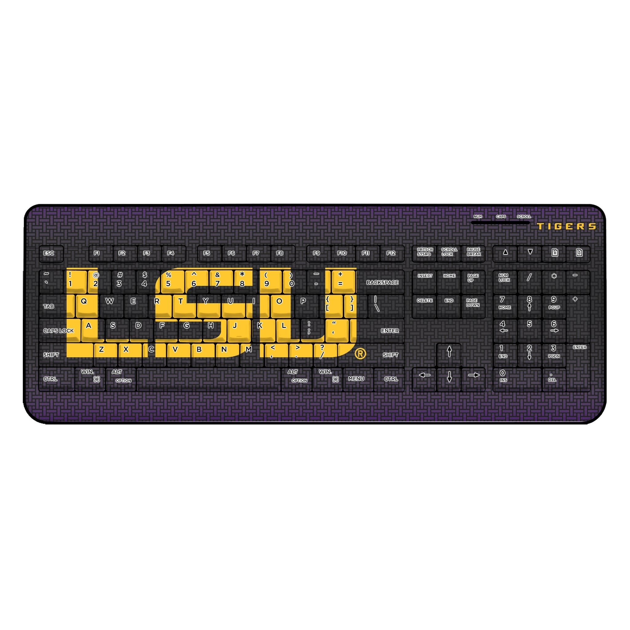 Louisiana State University Tigers Linen Wireless USB Keyboard - Sports Gifts, Sports Memorabilia, Sports Collectibles, Fan Shop