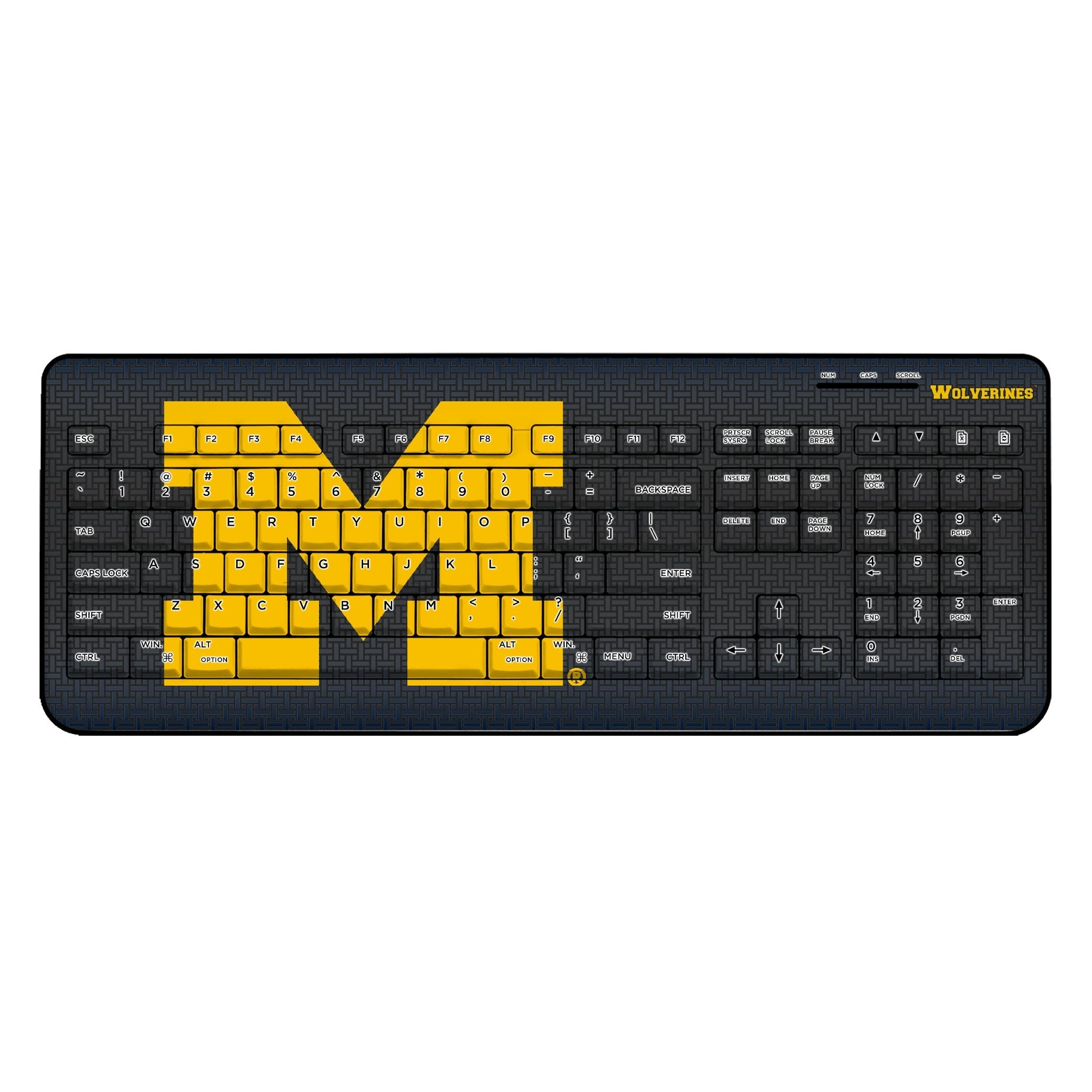 University of Michigan Wolverines Linen Wireless USB Keyboard - Sports Gifts, Sports Memorabilia, Sports Collectibles, Fan Shop