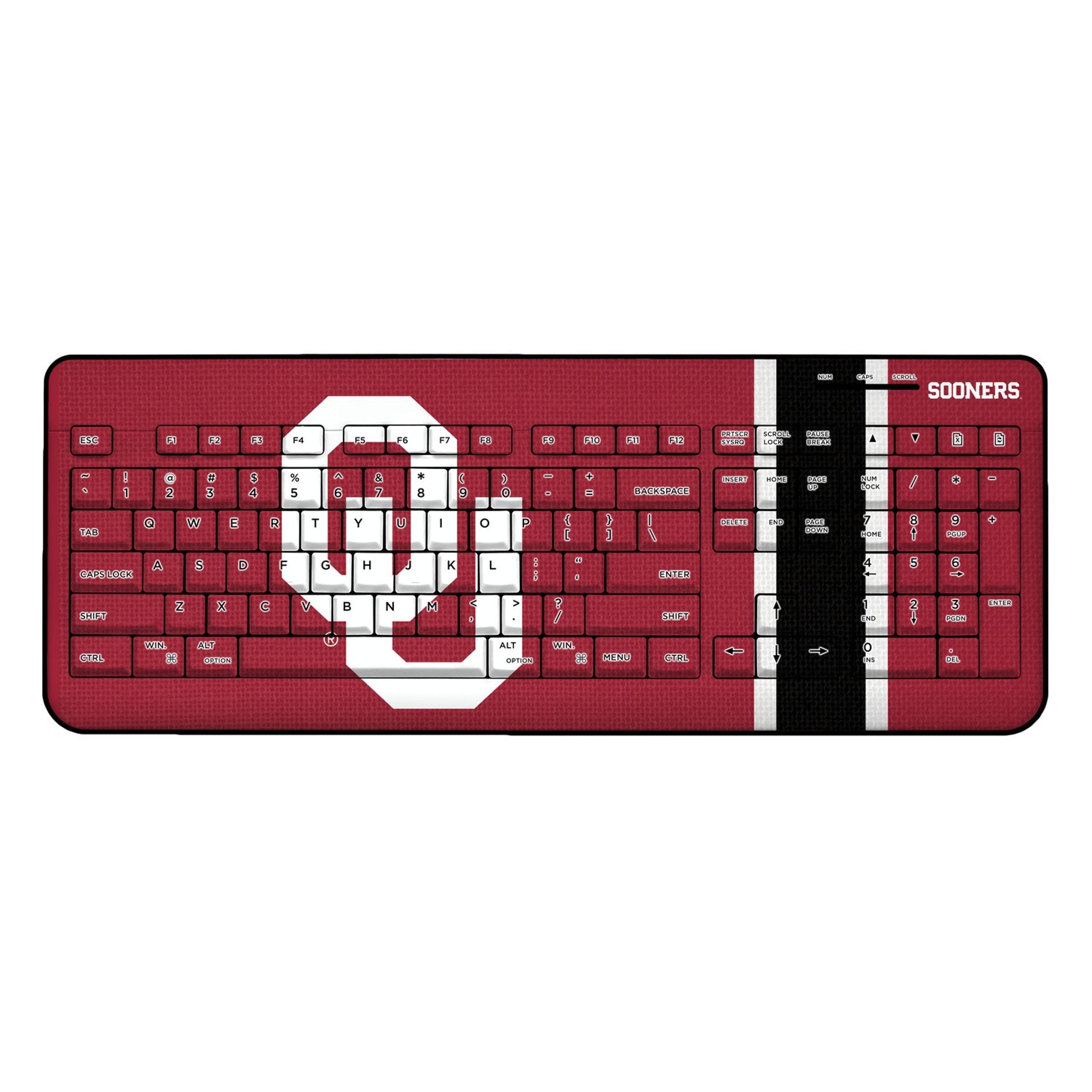 University of Oklahoma Sooners Stripe Wireless USB Keyboard - Sports Gifts, Sports Memorabilia, Sports Collectibles, Fan Shop
