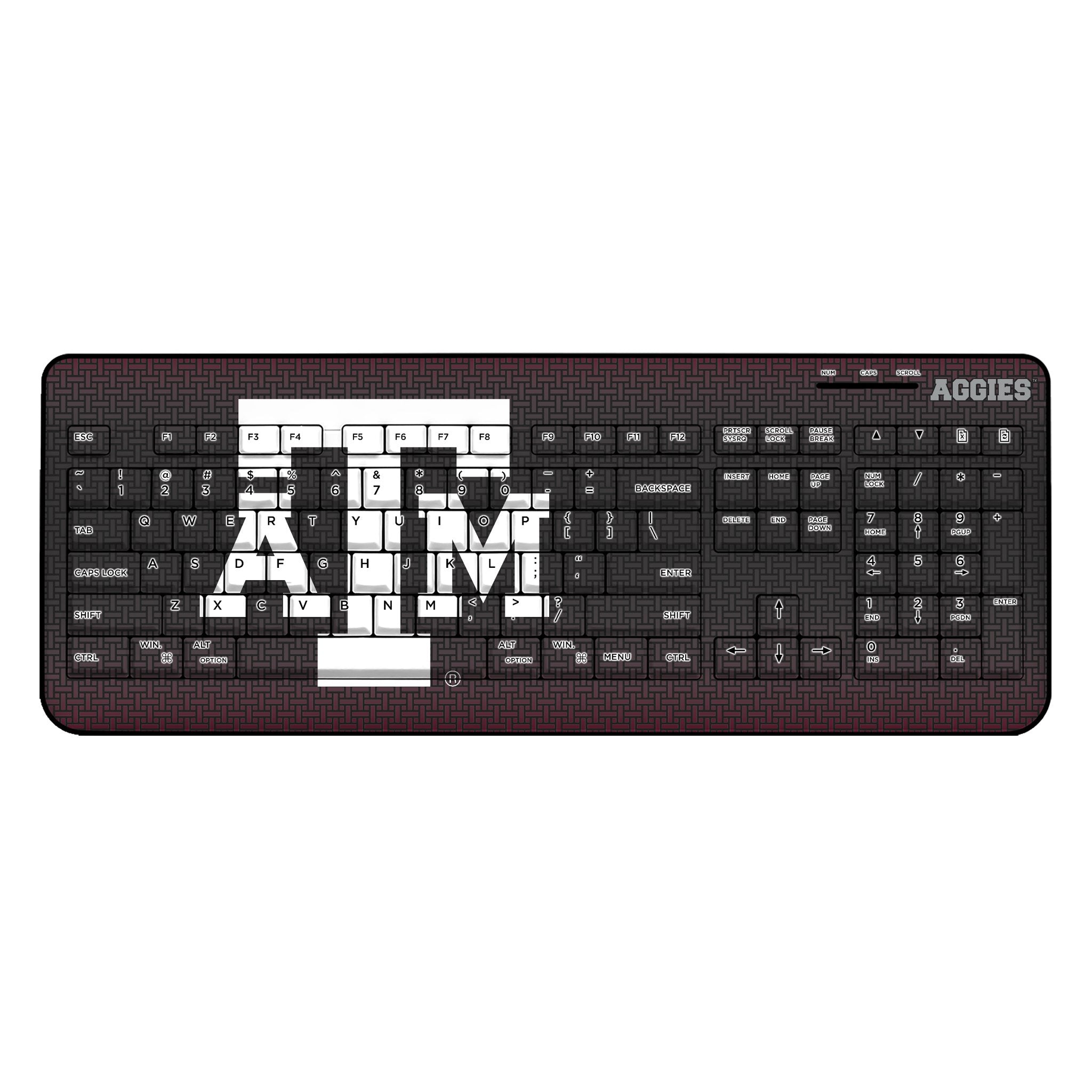 Texas A&M University Aggies Linen Wireless USB Keyboard - Sports Gifts, Sports Memorabilia, Sports Collectibles, Fan Shop