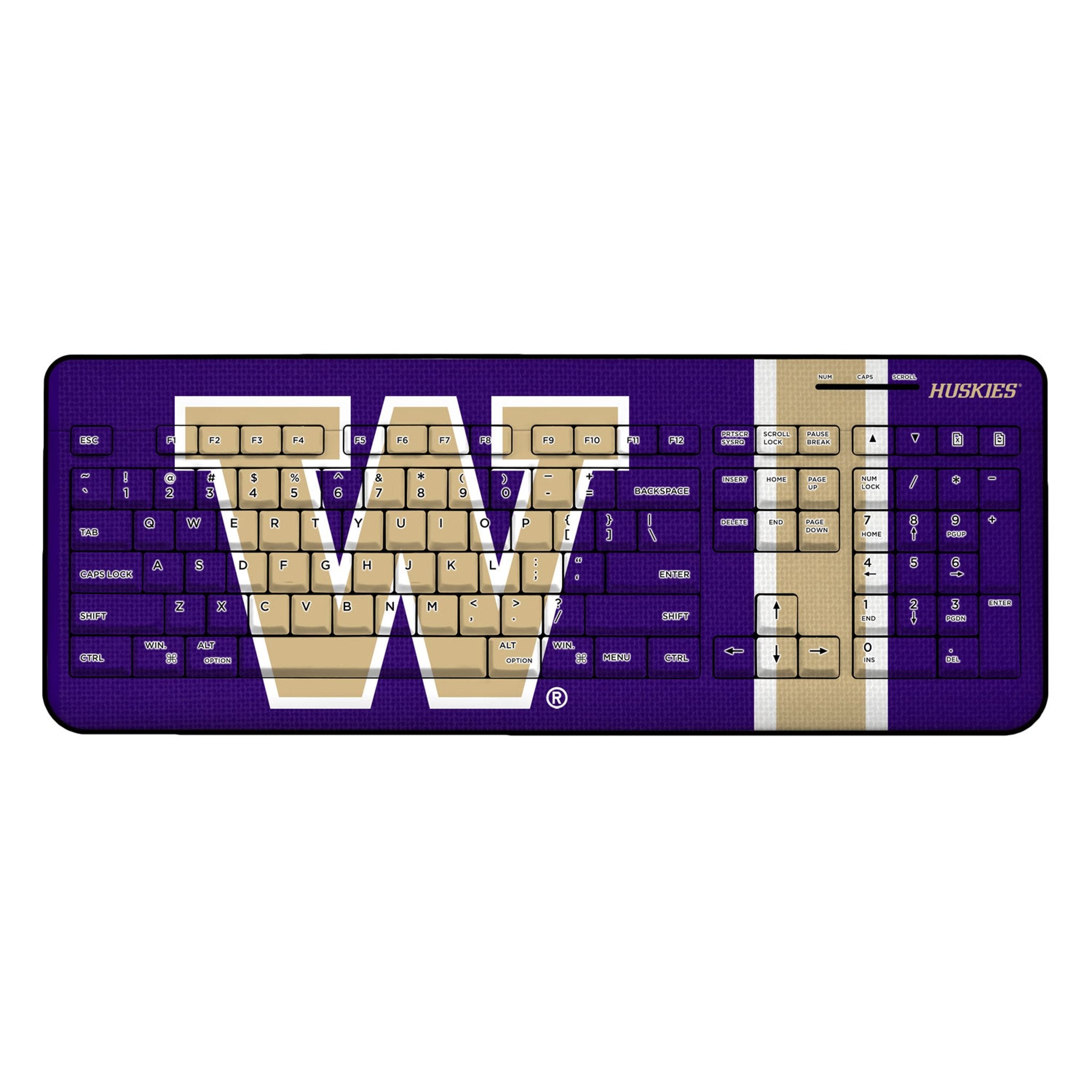 University of Washington Huskies Stripe Wireless USB Keyboard - Sports Gifts, Sports Memorabilia, Sports Collectibles, Fan Shop
