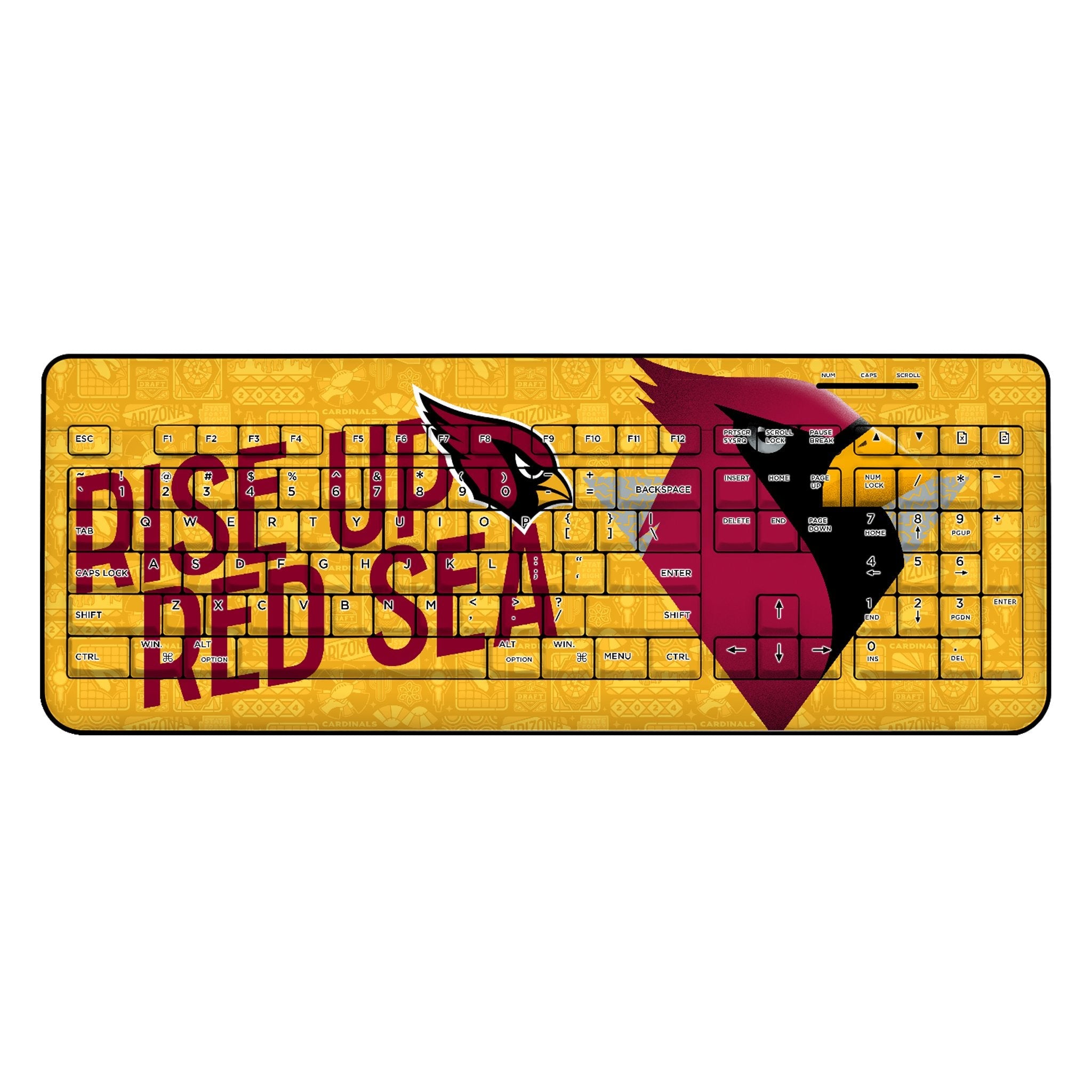 Arizona Cardinals 2024 Illustrated Limited Edition Wireless USB Keyboard - Sports Gifts, Sports Memorabilia, Sports Collectibles, Fan Shop